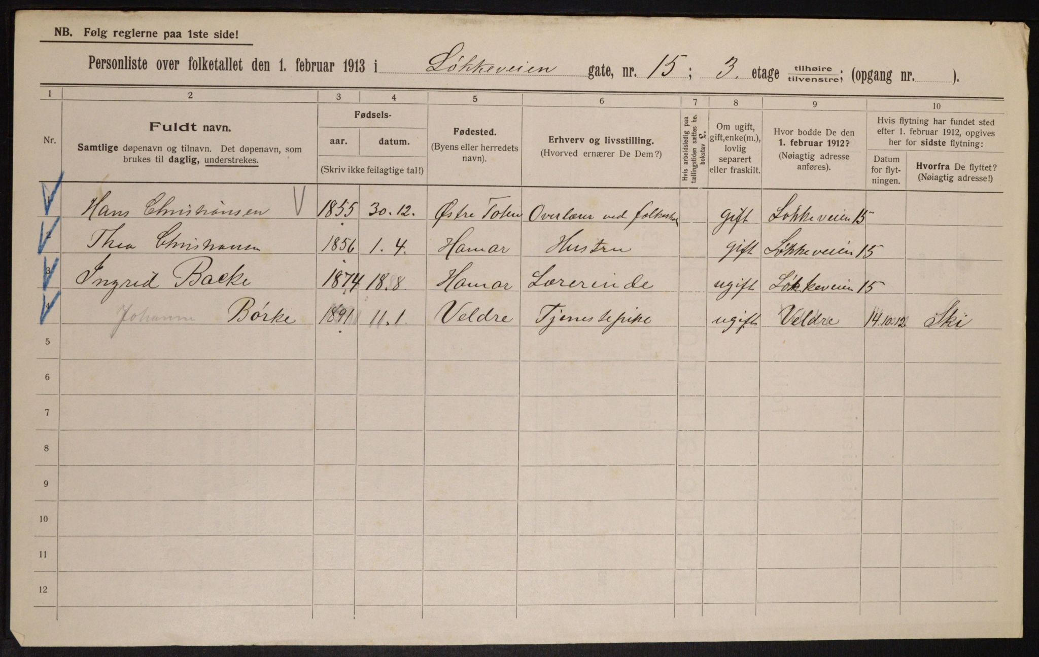 OBA, Municipal Census 1913 for Kristiania, 1913, p. 58573