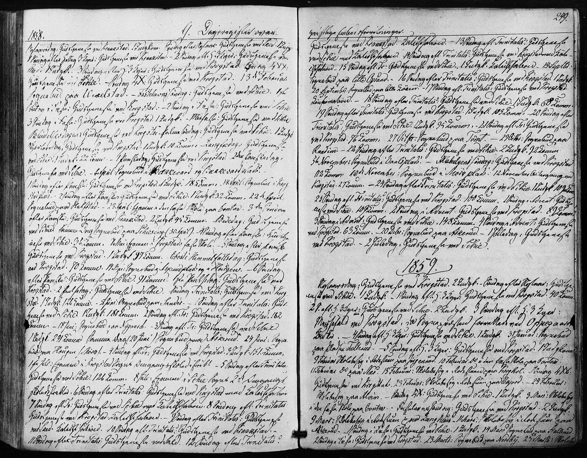 Kråkstad prestekontor Kirkebøker, SAO/A-10125a/F/Fa/L0007: Parish register (official) no. I 7, 1858-1870, p. 249
