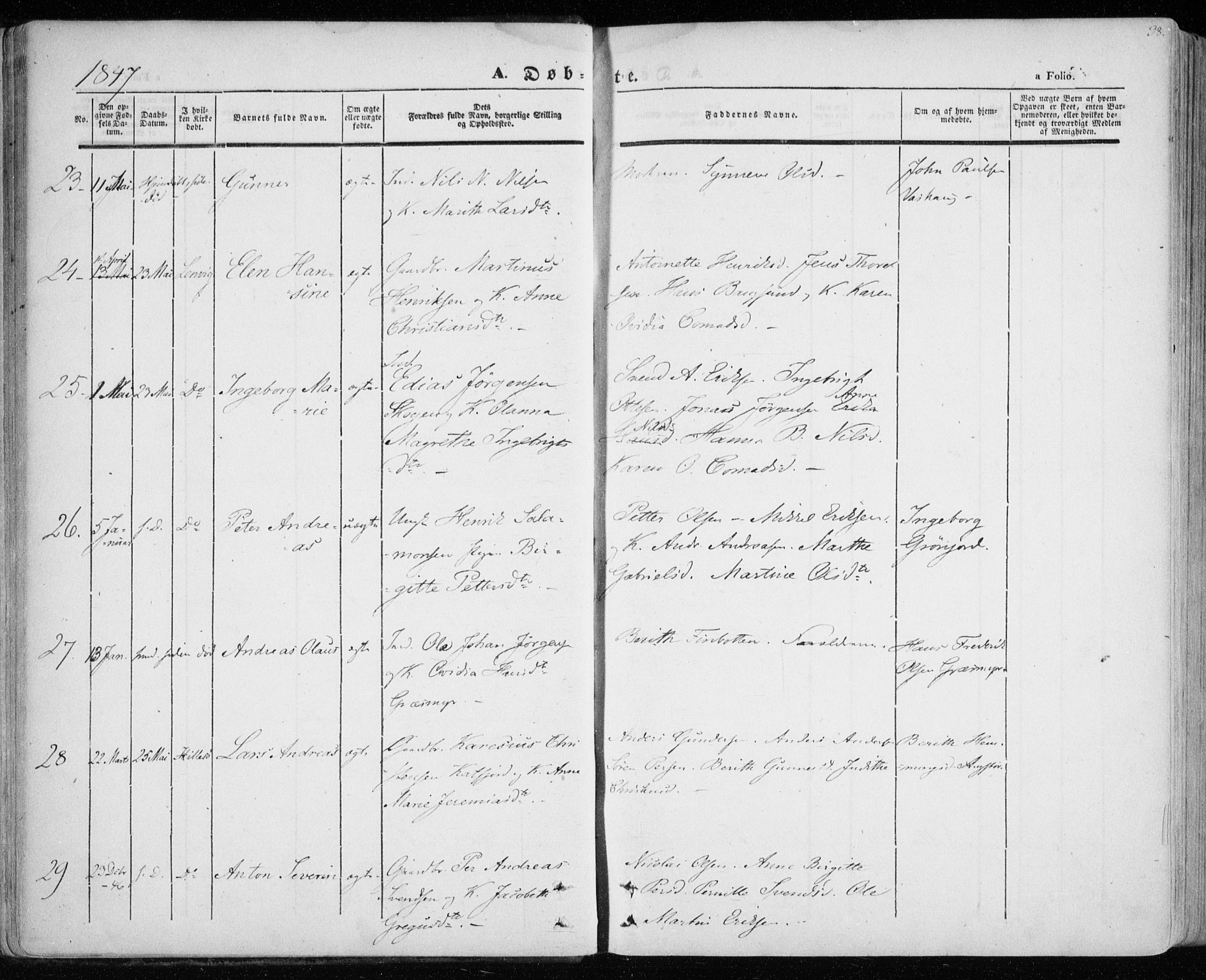 Lenvik sokneprestembete, SATØ/S-1310/H/Ha/Haa/L0006kirke: Parish register (official) no. 6, 1845-1854, p. 38