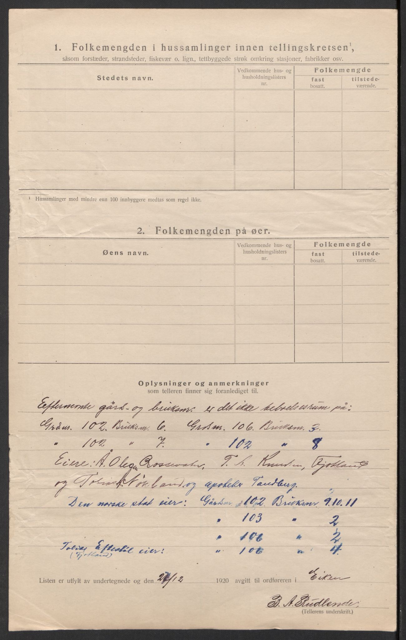 SAK, 1920 census for Eiken, 1920, p. 26