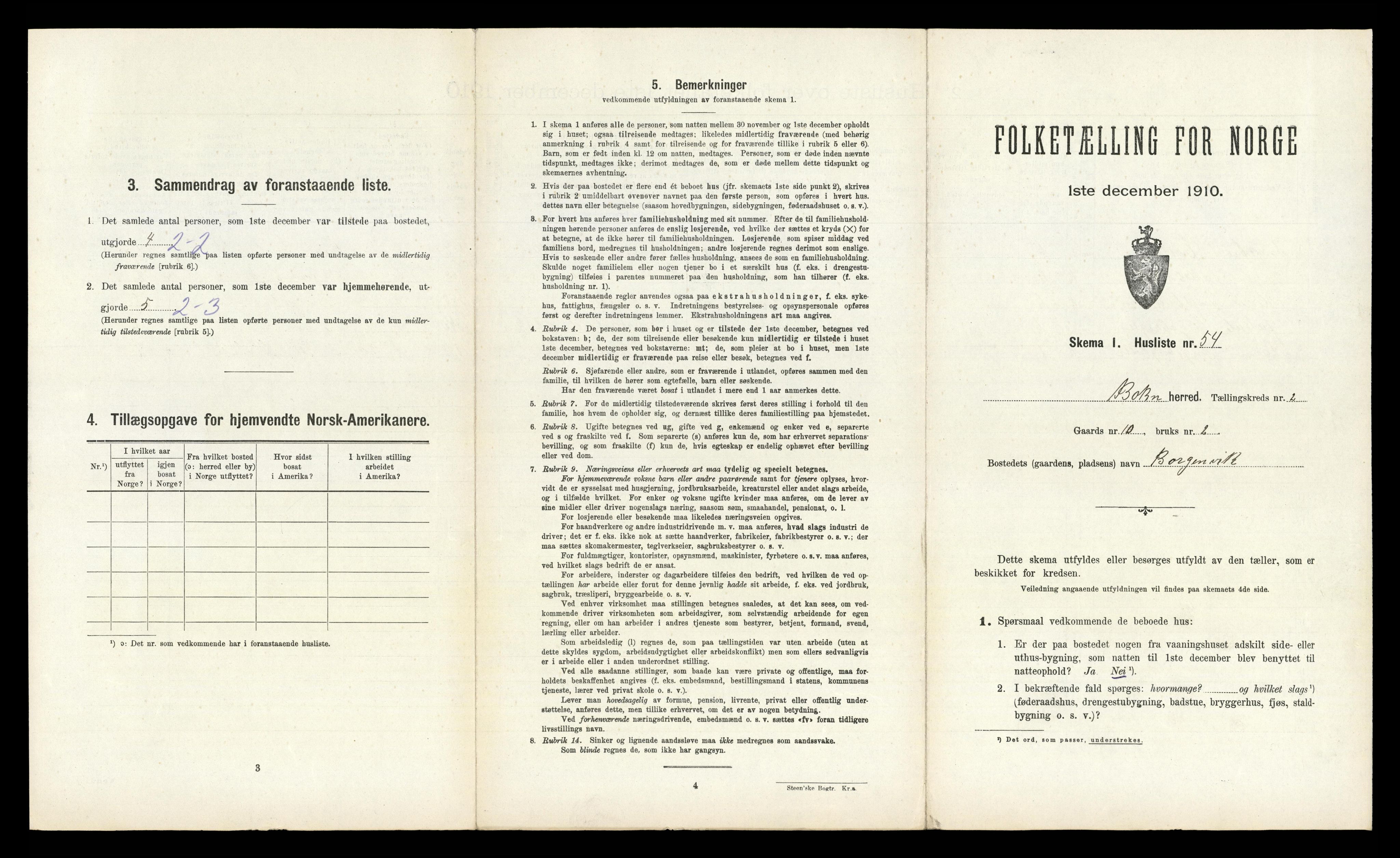 RA, 1910 census for Bokn, 1910, p. 206