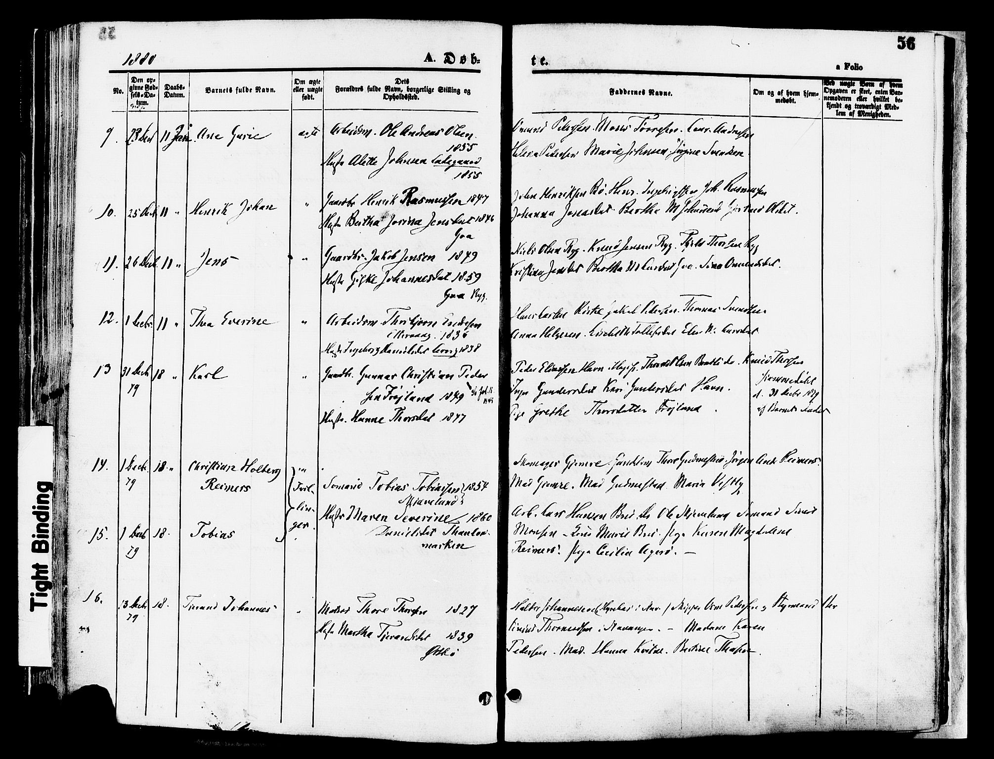 Hetland sokneprestkontor, SAST/A-101826/30/30BA/L0008: Parish register (official) no. A 8, 1877-1884, p. 56