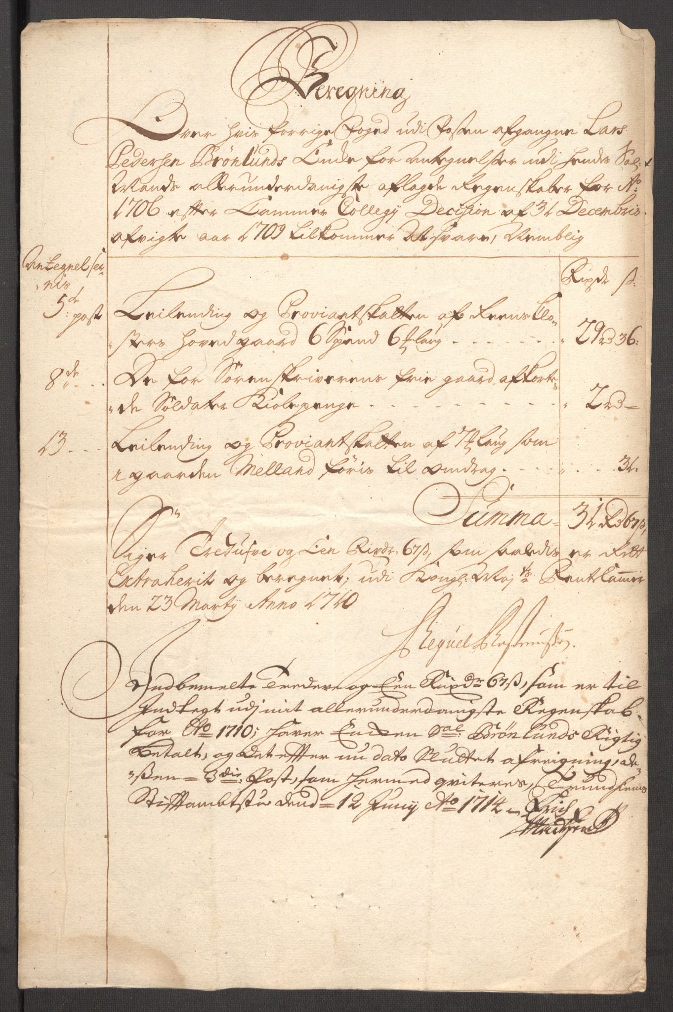 Rentekammeret inntil 1814, Reviderte regnskaper, Fogderegnskap, AV/RA-EA-4092/R57/L3857: Fogderegnskap Fosen, 1706-1707, p. 264