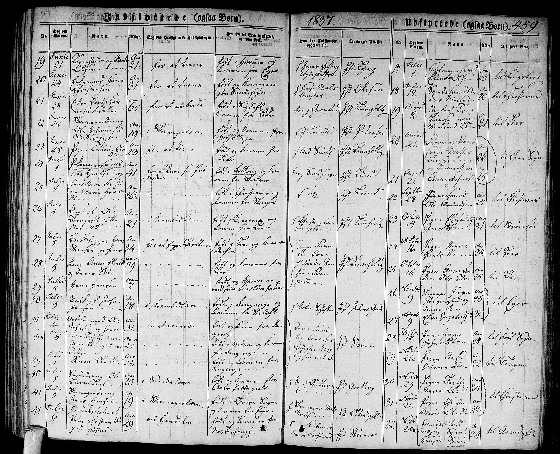 Bragernes kirkebøker, SAKO/A-6/F/Fb/L0001: Parish register (official) no. II 1, 1830-1847, p. 459