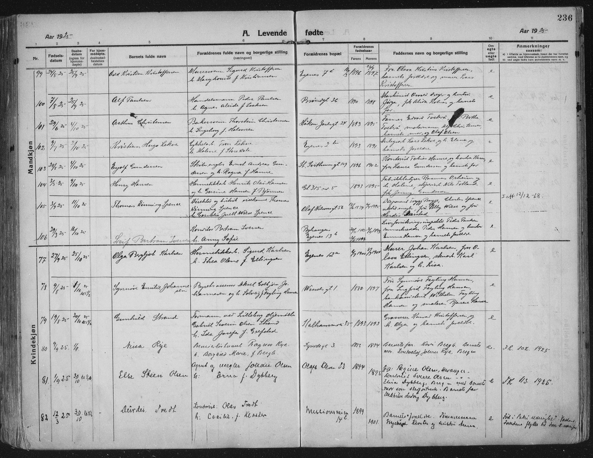 Domkirken sokneprestkontor, SAST/A-101812/002/A/L0018: Parish register (official) no. A 34, 1915-1929, p. 236