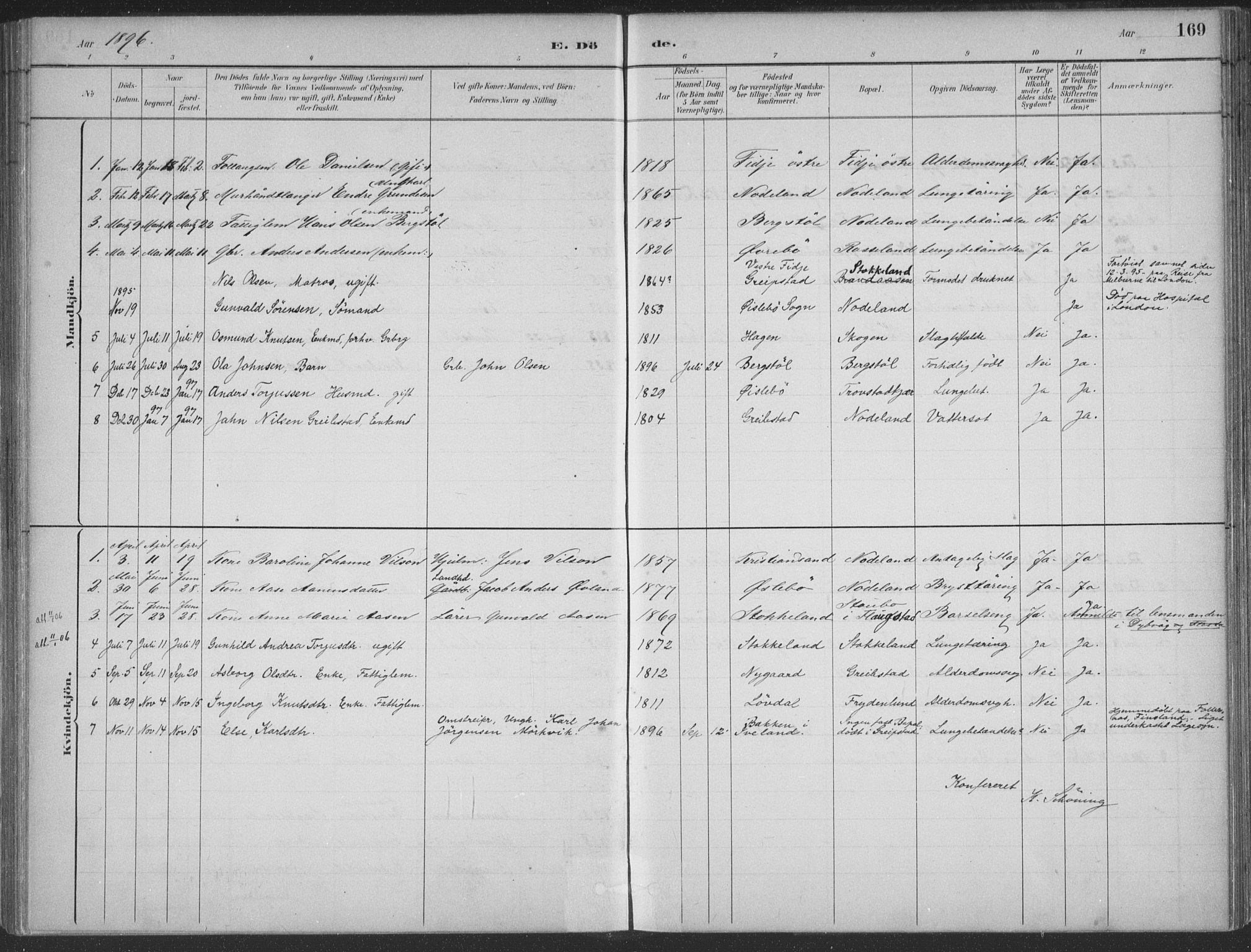 Søgne sokneprestkontor, SAK/1111-0037/F/Fa/Faa/L0003: Parish register (official) no. A 3, 1883-1910, p. 169
