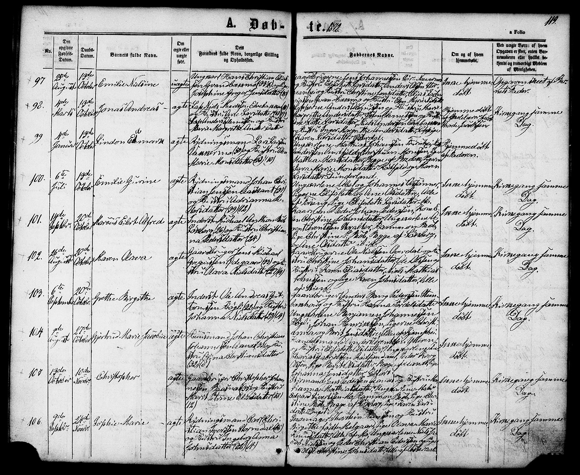 Ministerialprotokoller, klokkerbøker og fødselsregistre - Nordland, SAT/A-1459/827/L0393: Parish register (official) no. 827A05, 1863-1883, p. 119