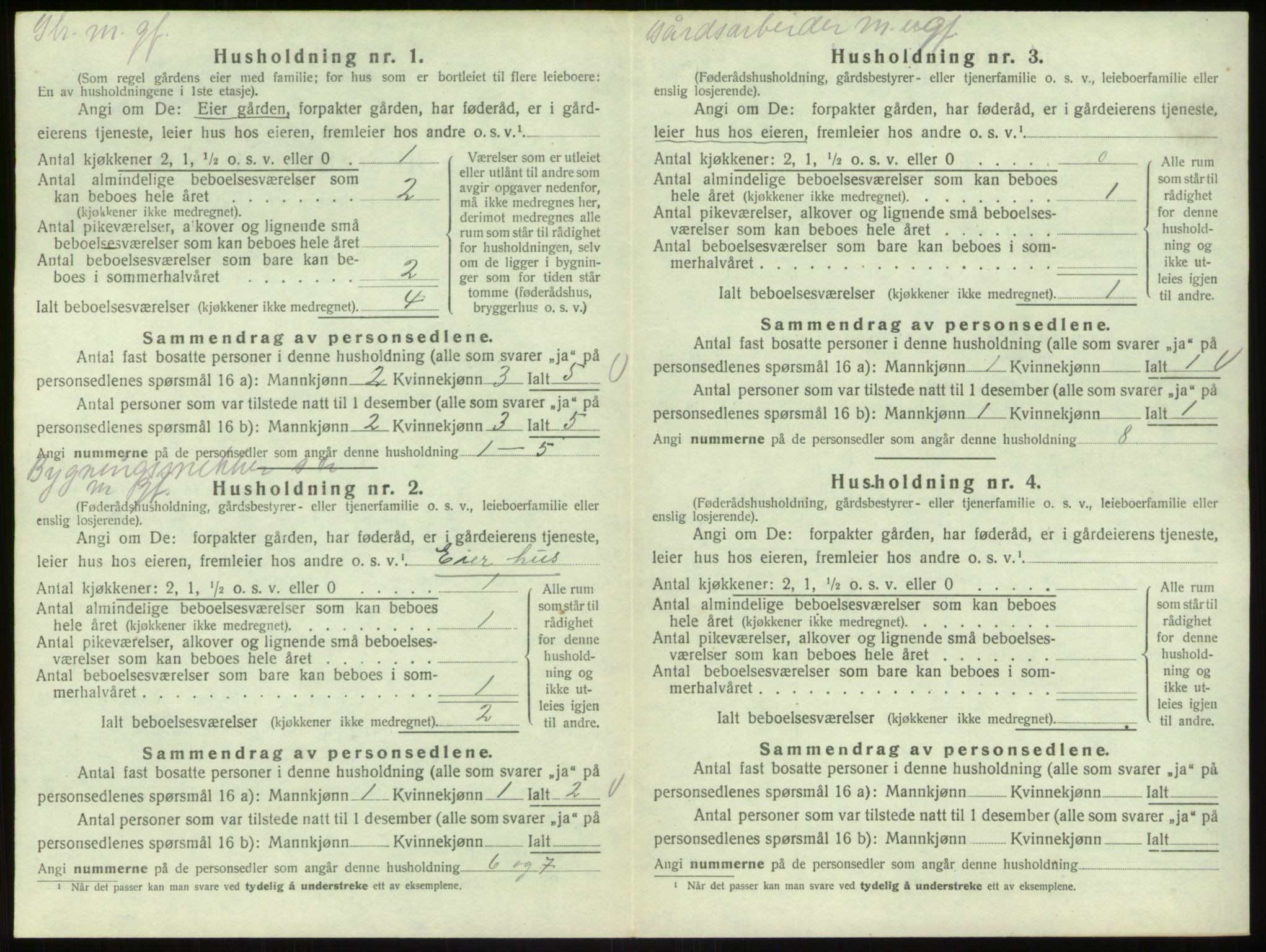 SAB, 1920 census for Bruvik, 1920, p. 840