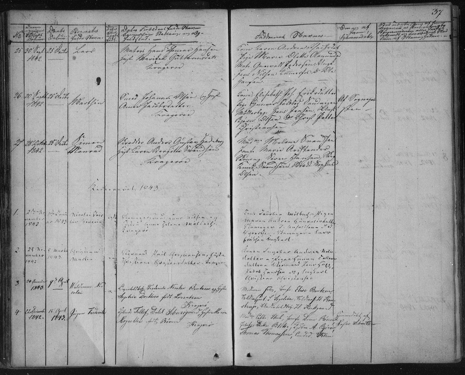 Kragerø kirkebøker, AV/SAKO-A-278/F/Fa/L0005: Parish register (official) no. 5, 1832-1847, p. 37