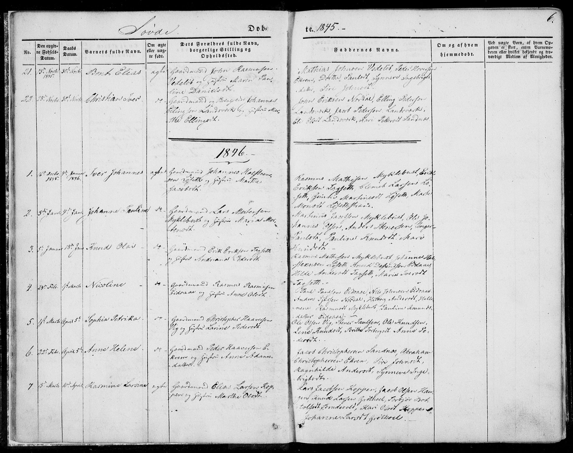 Ministerialprotokoller, klokkerbøker og fødselsregistre - Møre og Romsdal, AV/SAT-A-1454/502/L0023: Parish register (official) no. 502A01, 1844-1873, p. 6