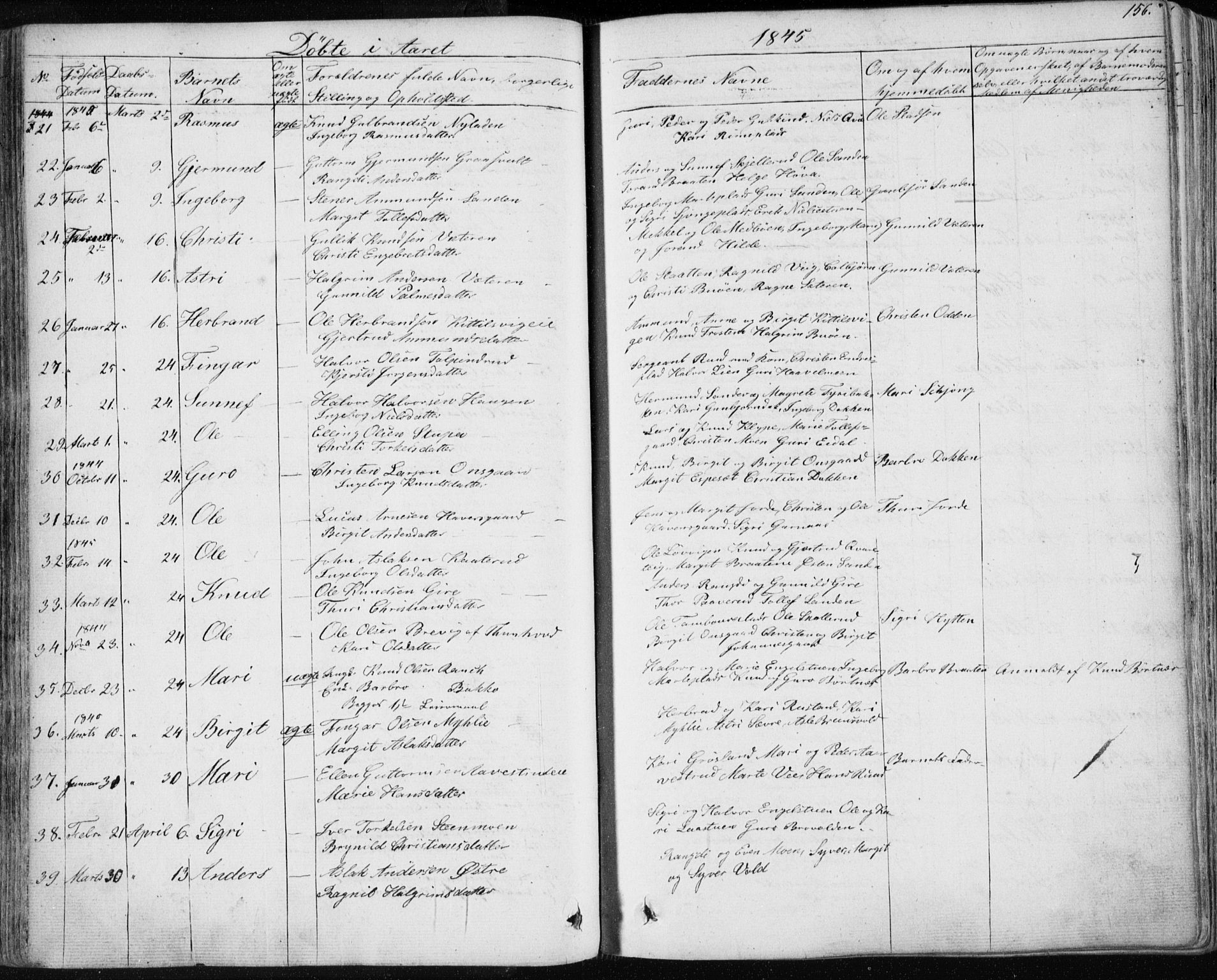 Nes kirkebøker, SAKO/A-236/F/Fa/L0009: Parish register (official) no. 9, 1834-1863, p. 156