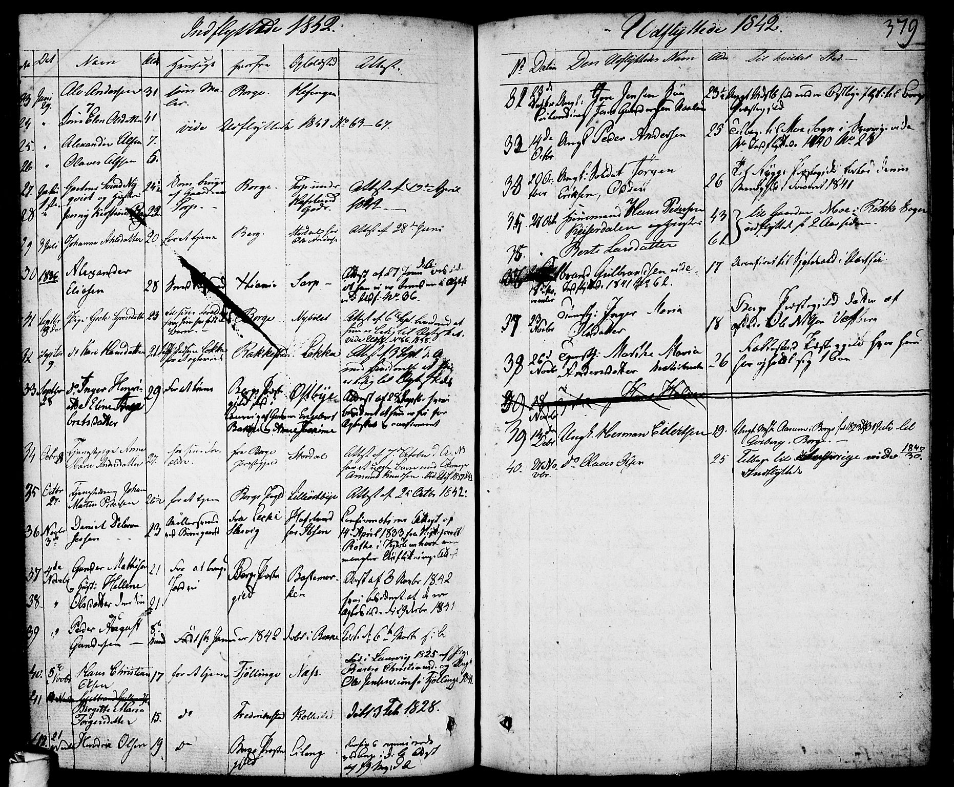 Skjeberg prestekontor Kirkebøker, AV/SAO-A-10923/F/Fa/L0005: Parish register (official) no. I 5, 1830-1845, p. 379