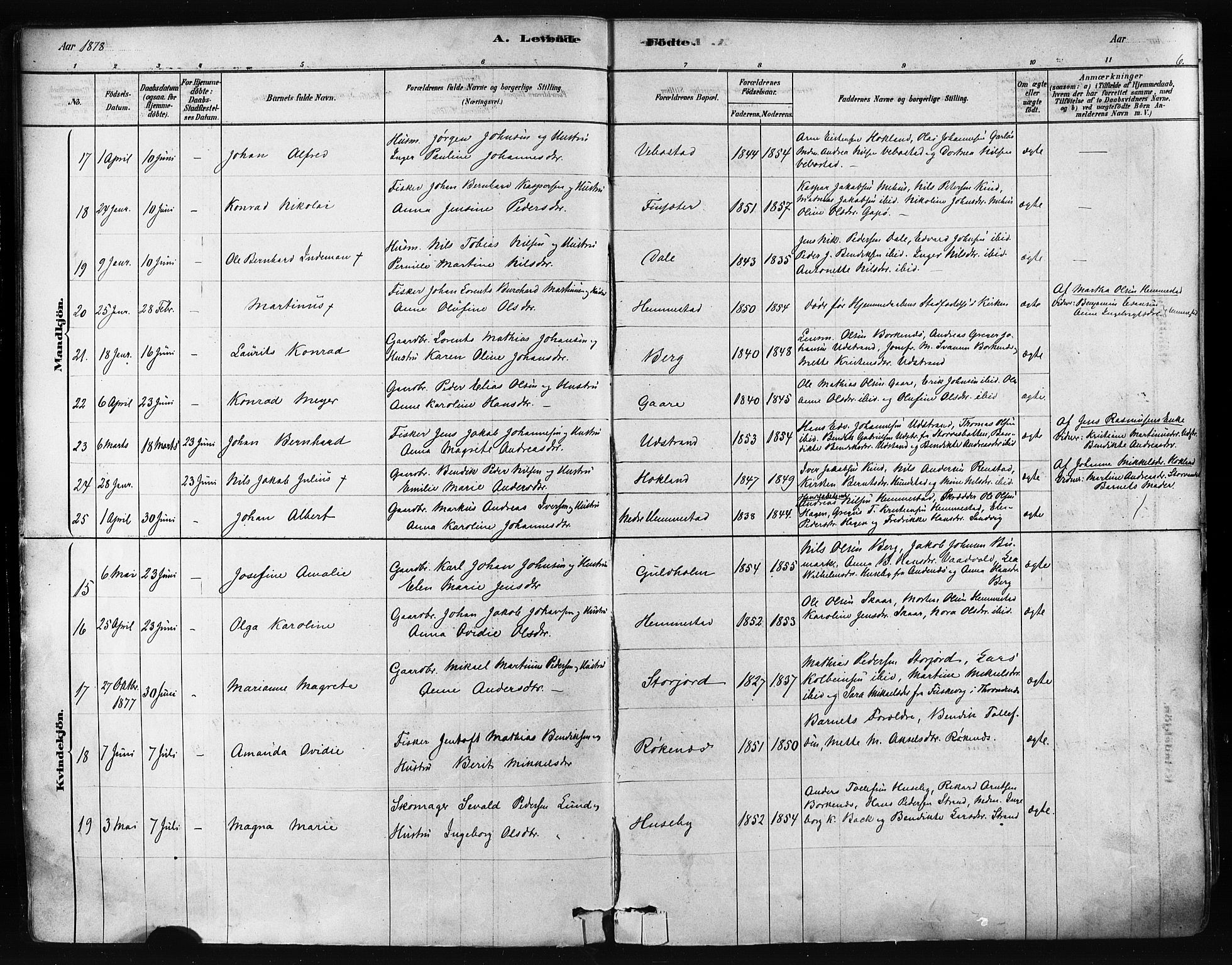 Kvæfjord sokneprestkontor, AV/SATØ-S-1323/G/Ga/Gaa/L0005kirke: Parish register (official) no. 5, 1878-1894, p. 6