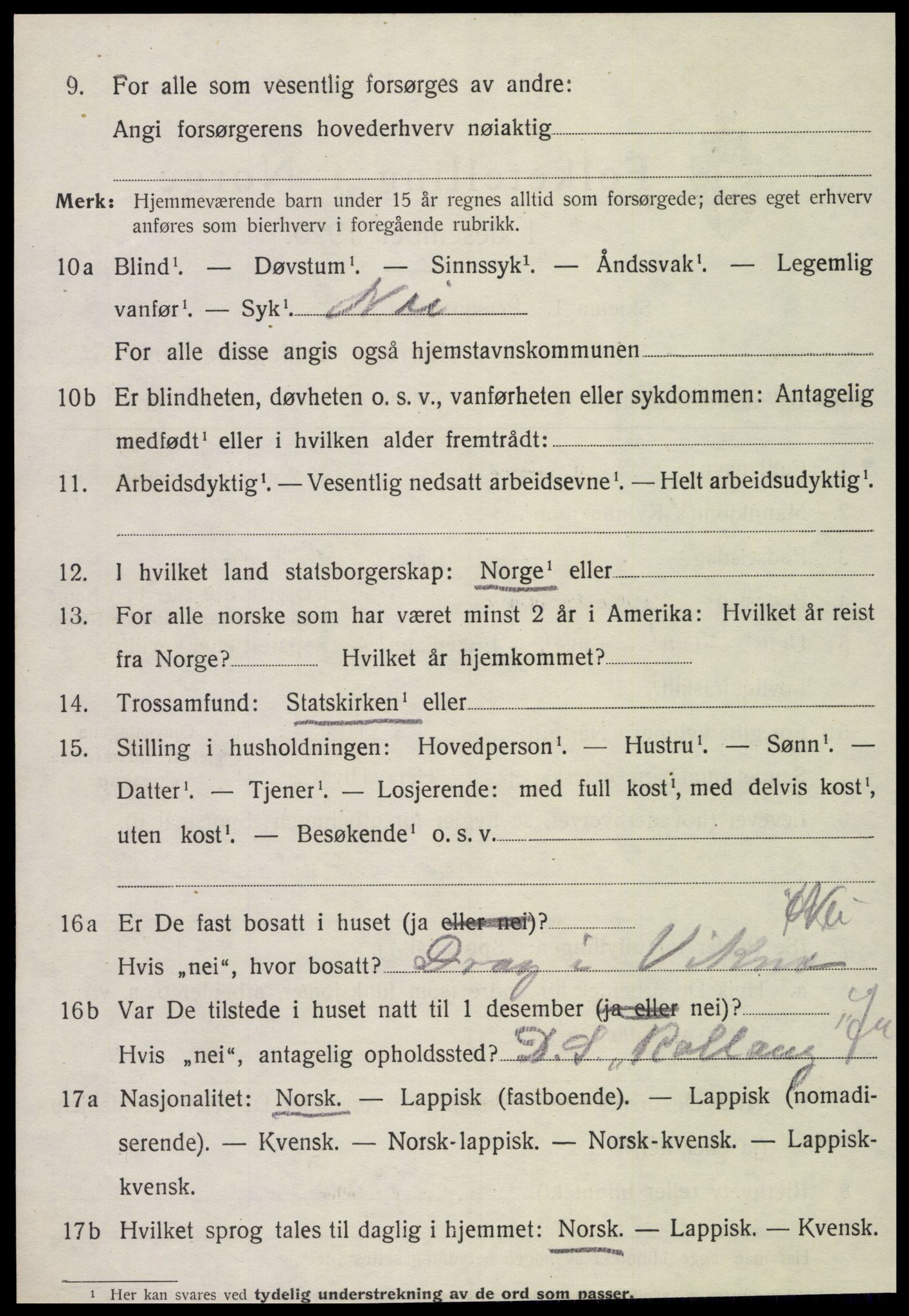 SAT, 1920 census for Vikna, 1920, p. 3248