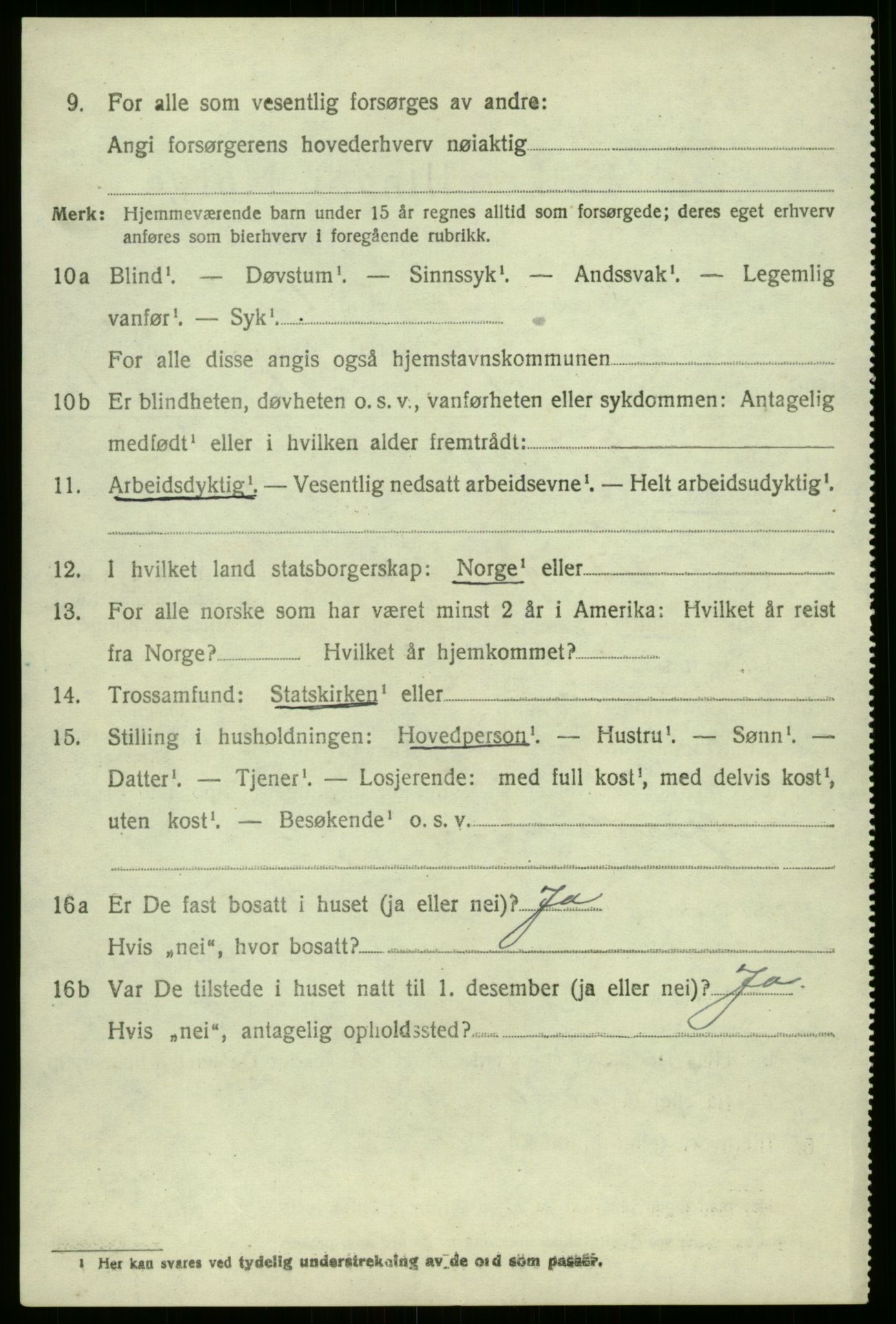 SAB, 1920 census for Årdal, 1920, p. 2608