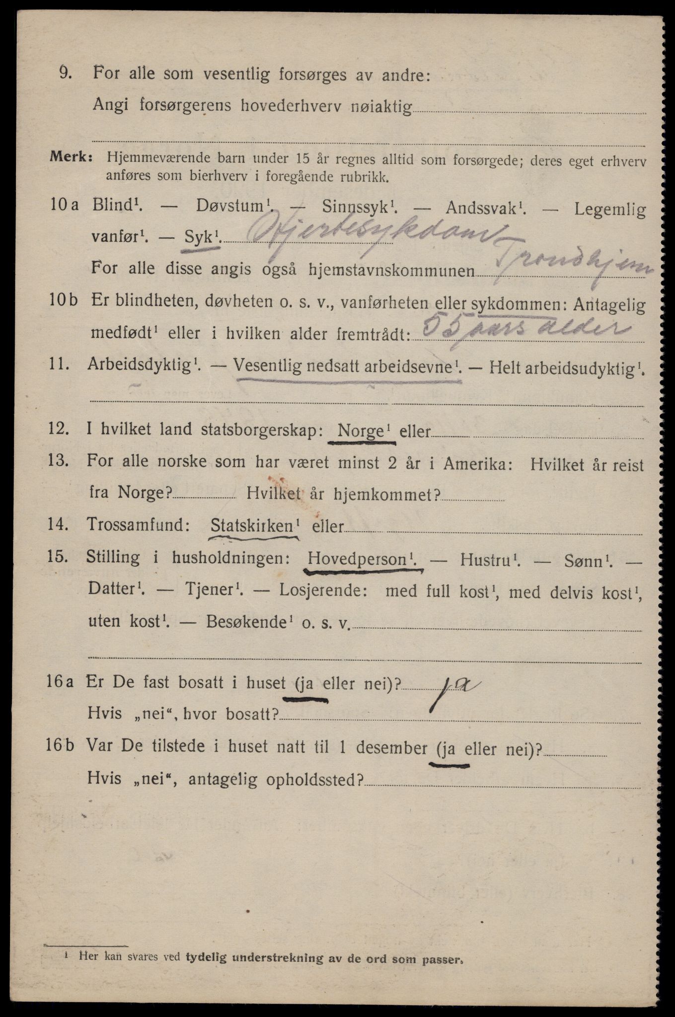 SAT, 1920 census for Trondheim, 1920, p. 118279