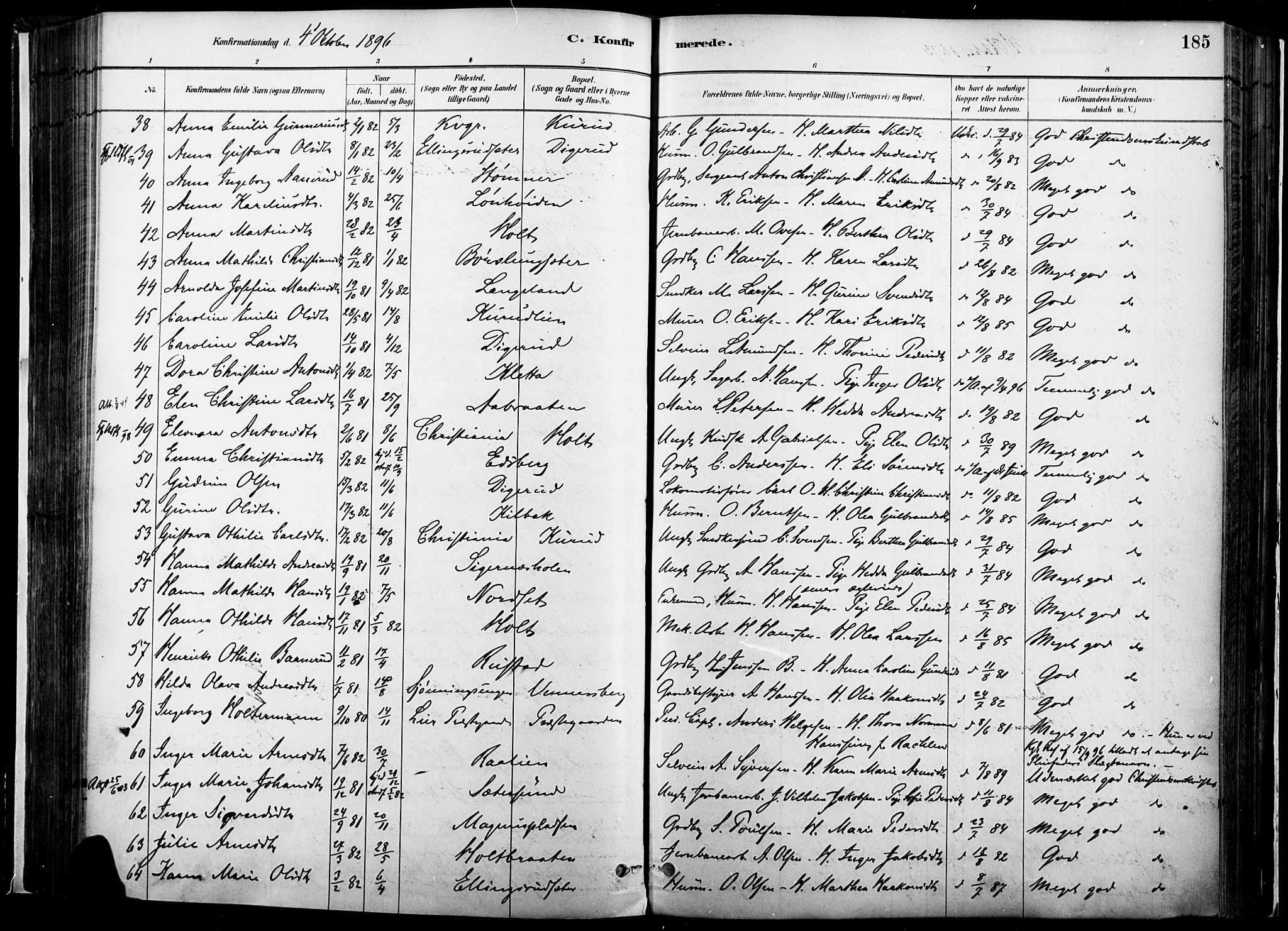 Vinger prestekontor, AV/SAH-PREST-024/H/Ha/Haa/L0014: Parish register (official) no. 14, 1881-1900, p. 185