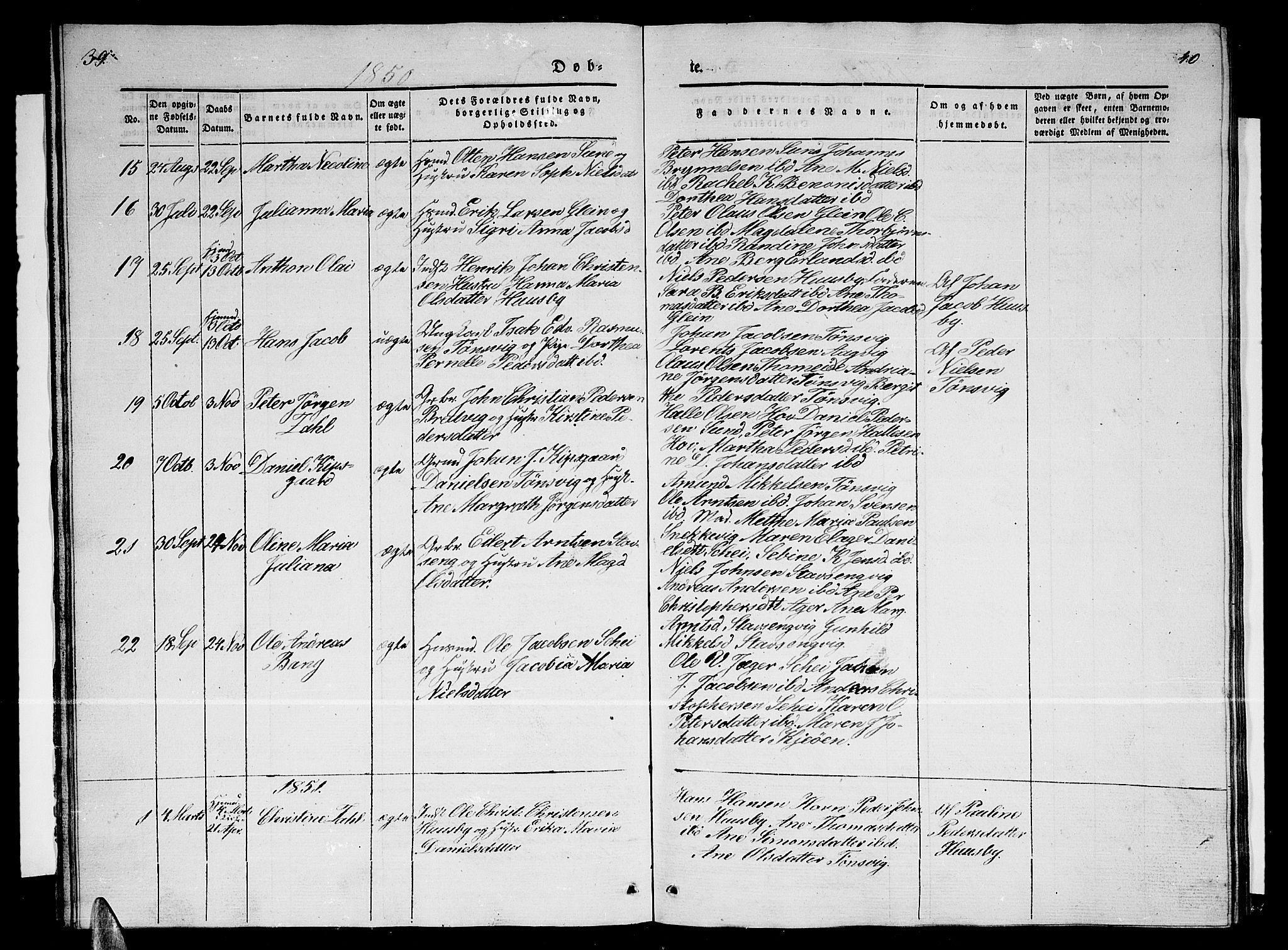 Ministerialprotokoller, klokkerbøker og fødselsregistre - Nordland, AV/SAT-A-1459/835/L0530: Parish register (copy) no. 835C02, 1842-1865, p. 39-40