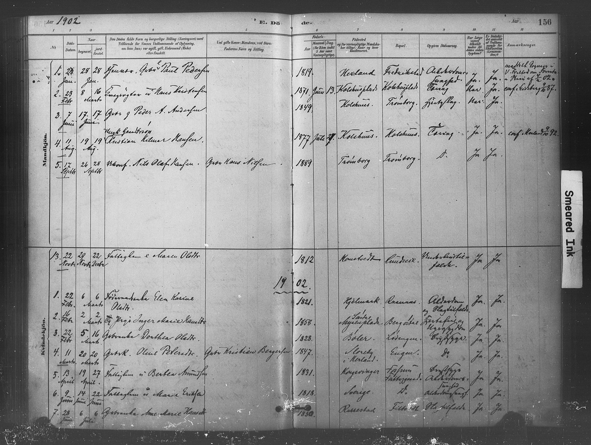 Eidsberg prestekontor Kirkebøker, AV/SAO-A-10905/F/Fc/L0001: Parish register (official) no. III 1, 1879-1905, p. 156