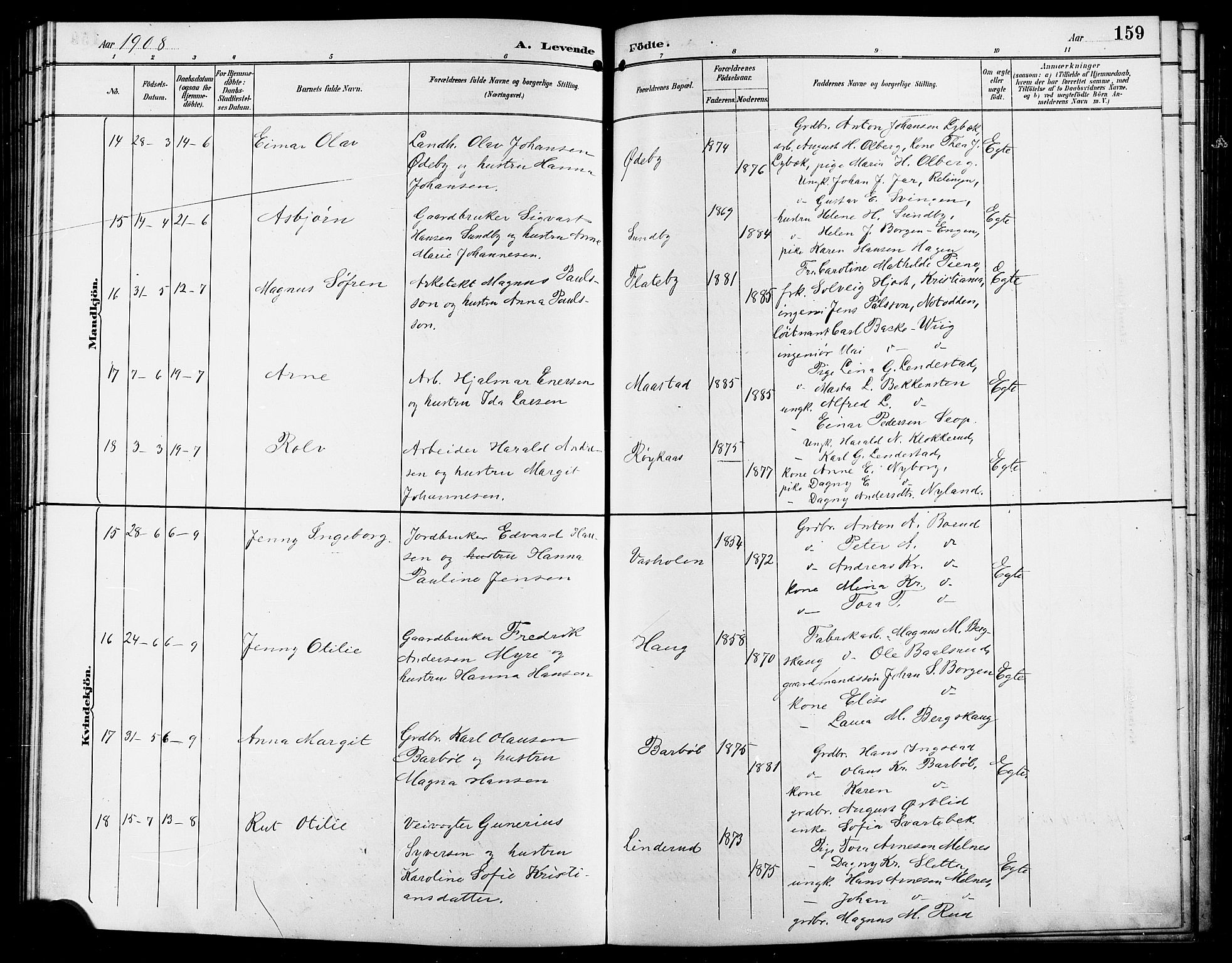 Enebakk prestekontor Kirkebøker, SAO/A-10171c/G/Ga/L0006: Parish register (copy) no. I 6, 1889-1911, p. 159