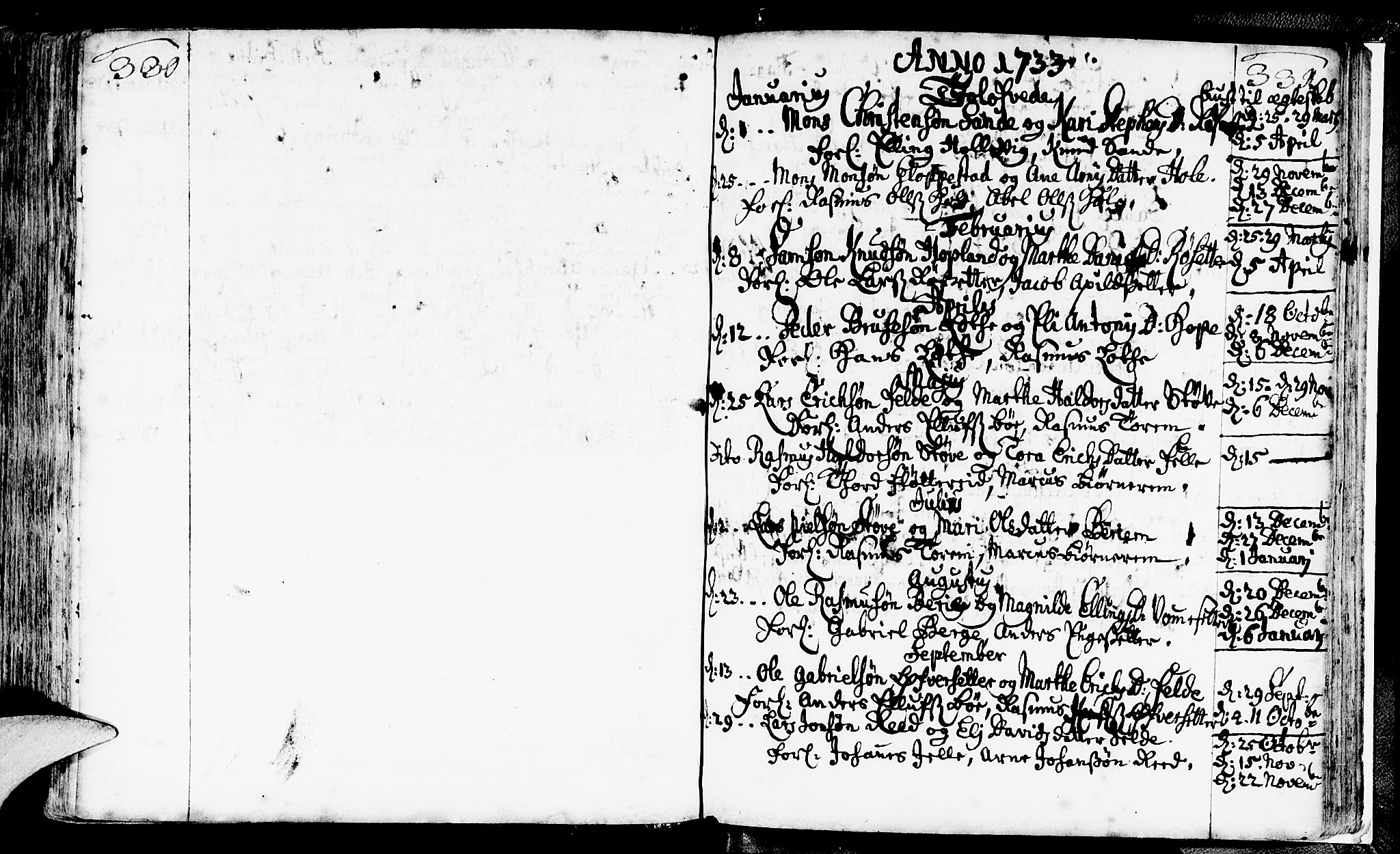 Gloppen sokneprestembete, AV/SAB-A-80101/H/Haa/Haaa/L0002: Parish register (official) no. A 2, 1712-1735, p. 330-331