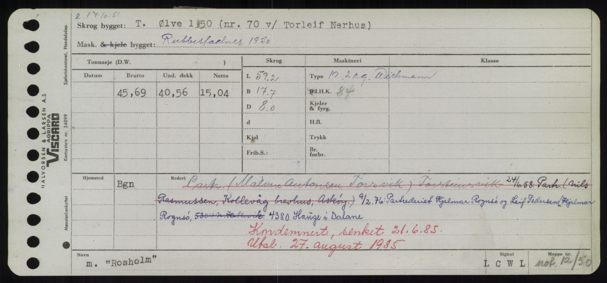 Sjøfartsdirektoratet med forløpere, Skipsmålingen, AV/RA-S-1627/H/Hd/L0031: Fartøy, Rju-Sam, p. 169