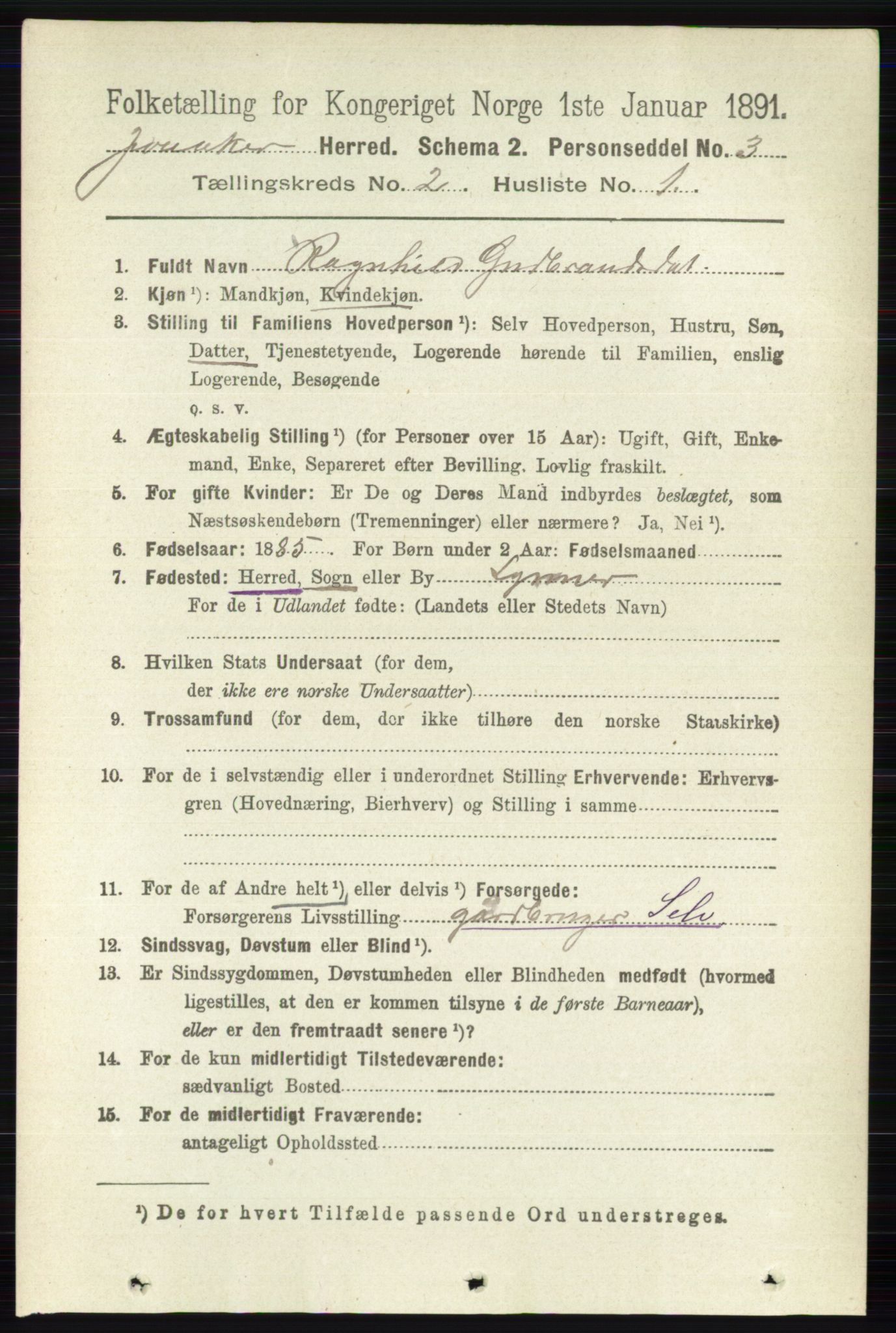 RA, 1891 census for 0532 Jevnaker, 1891, p. 635