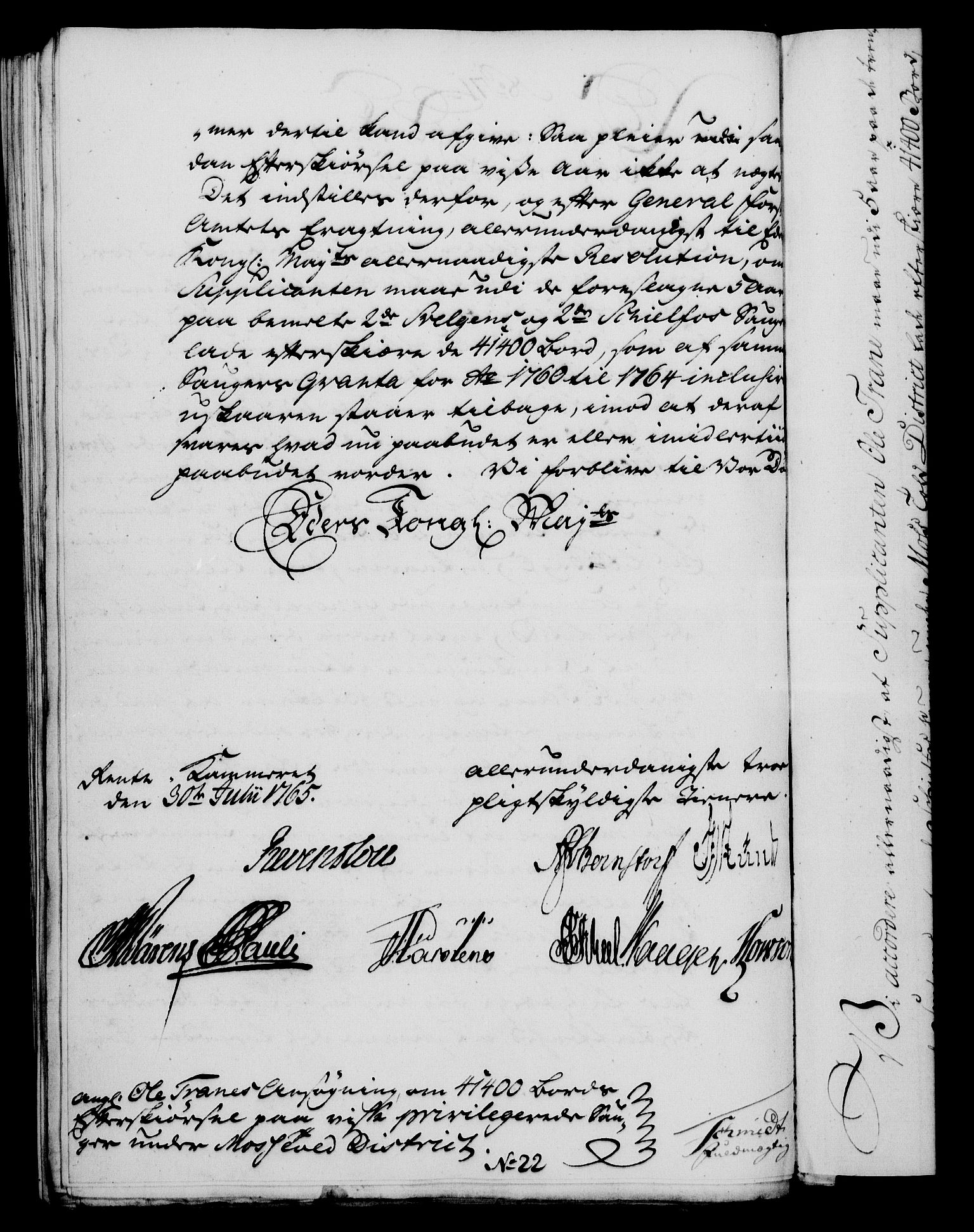 Rentekammeret, Kammerkanselliet, RA/EA-3111/G/Gf/Gfa/L0047: Norsk relasjons- og resolusjonsprotokoll (merket RK 52.47), 1765, p. 314