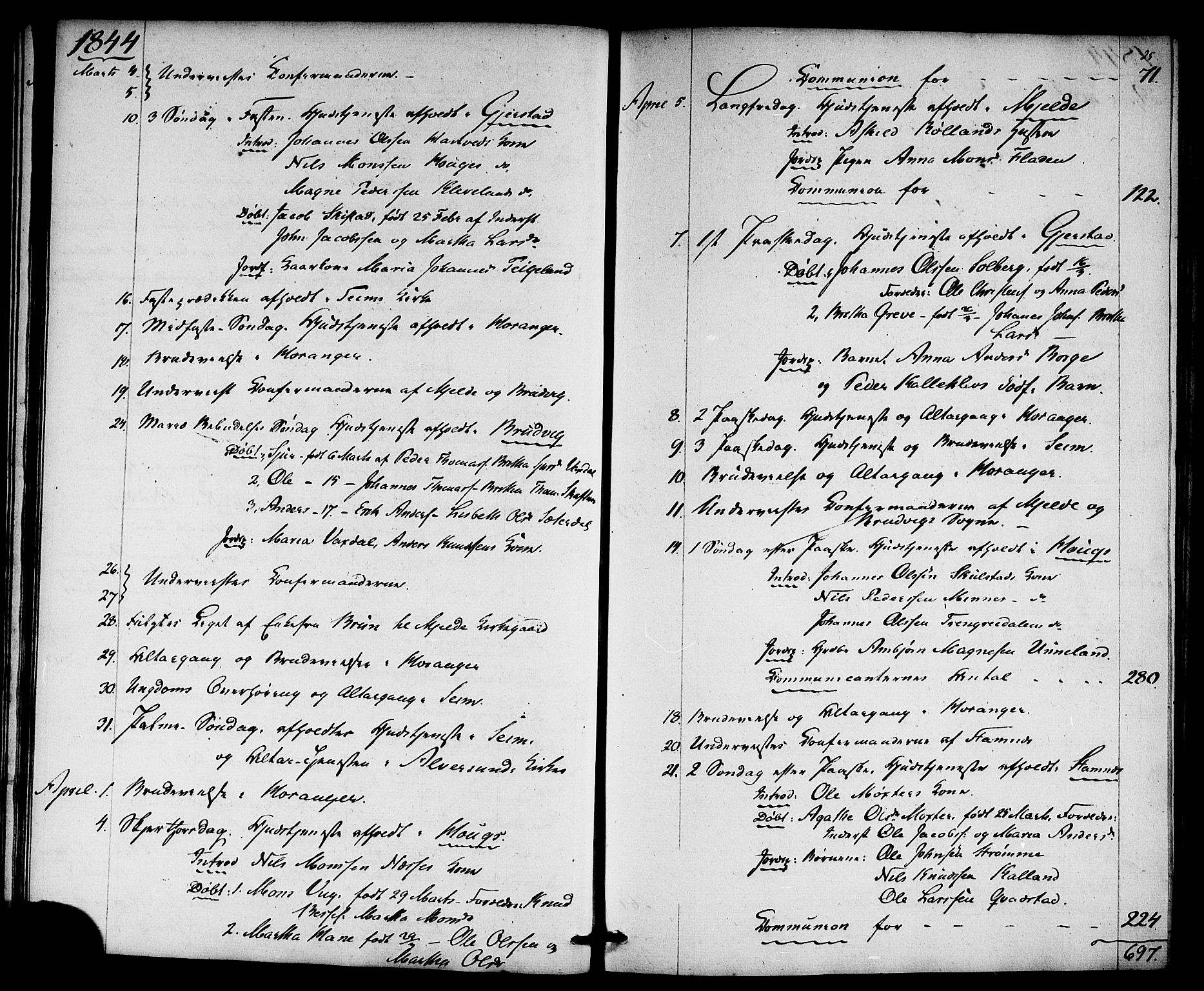 Haus sokneprestembete, SAB/A-75601: Curate's parish register no. A 2, 1841-1850, p. 25