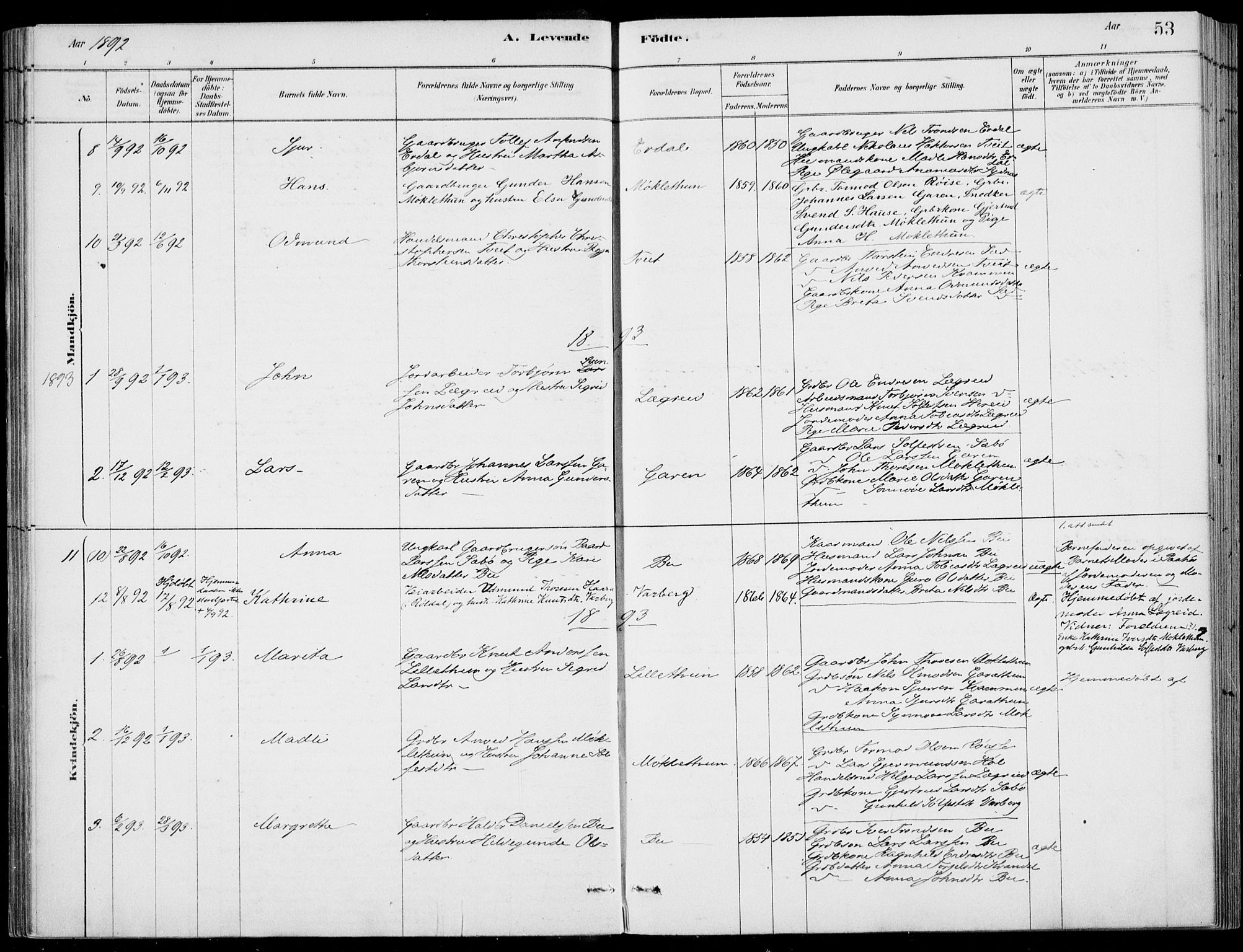 Ulvik sokneprestembete, SAB/A-78801/H/Haa: Parish register (official) no. D  1, 1878-1903, p. 53