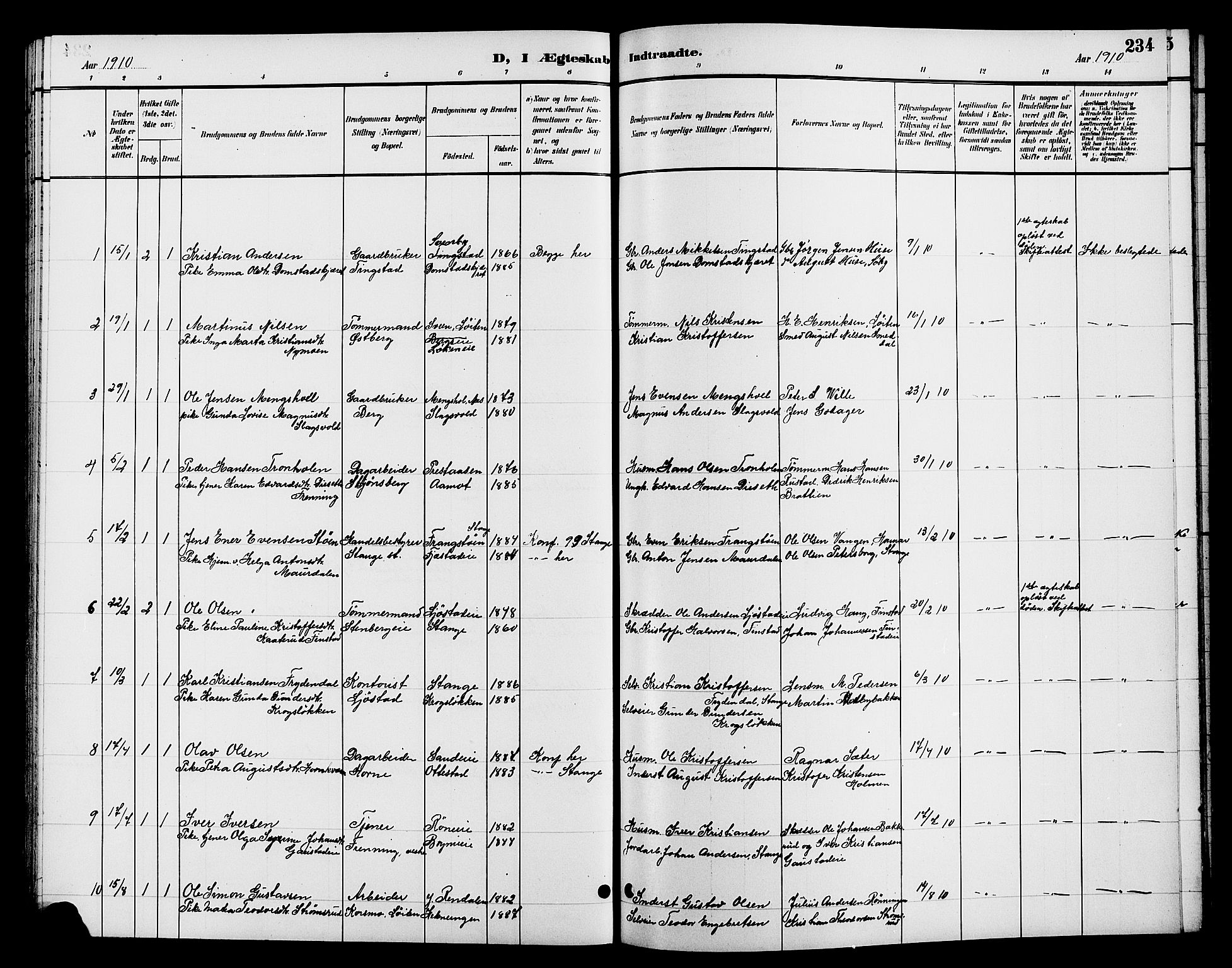 Romedal prestekontor, AV/SAH-PREST-004/L/L0012: Parish register (copy) no. 12, 1896-1914, p. 234