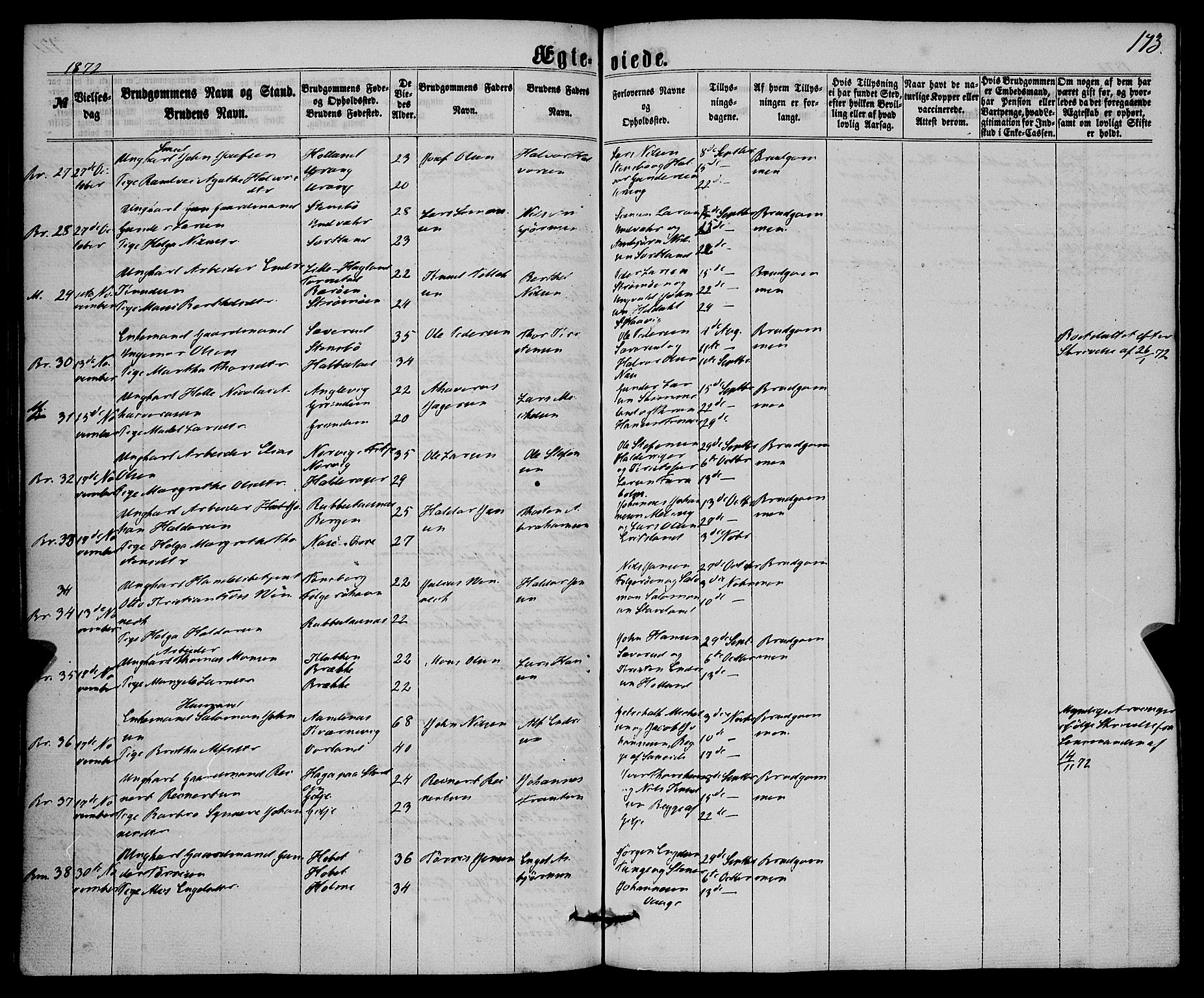 Finnås sokneprestembete, AV/SAB-A-99925/H/Ha/Haa/Haaa/L0008: Parish register (official) no. A 8, 1863-1872, p. 173