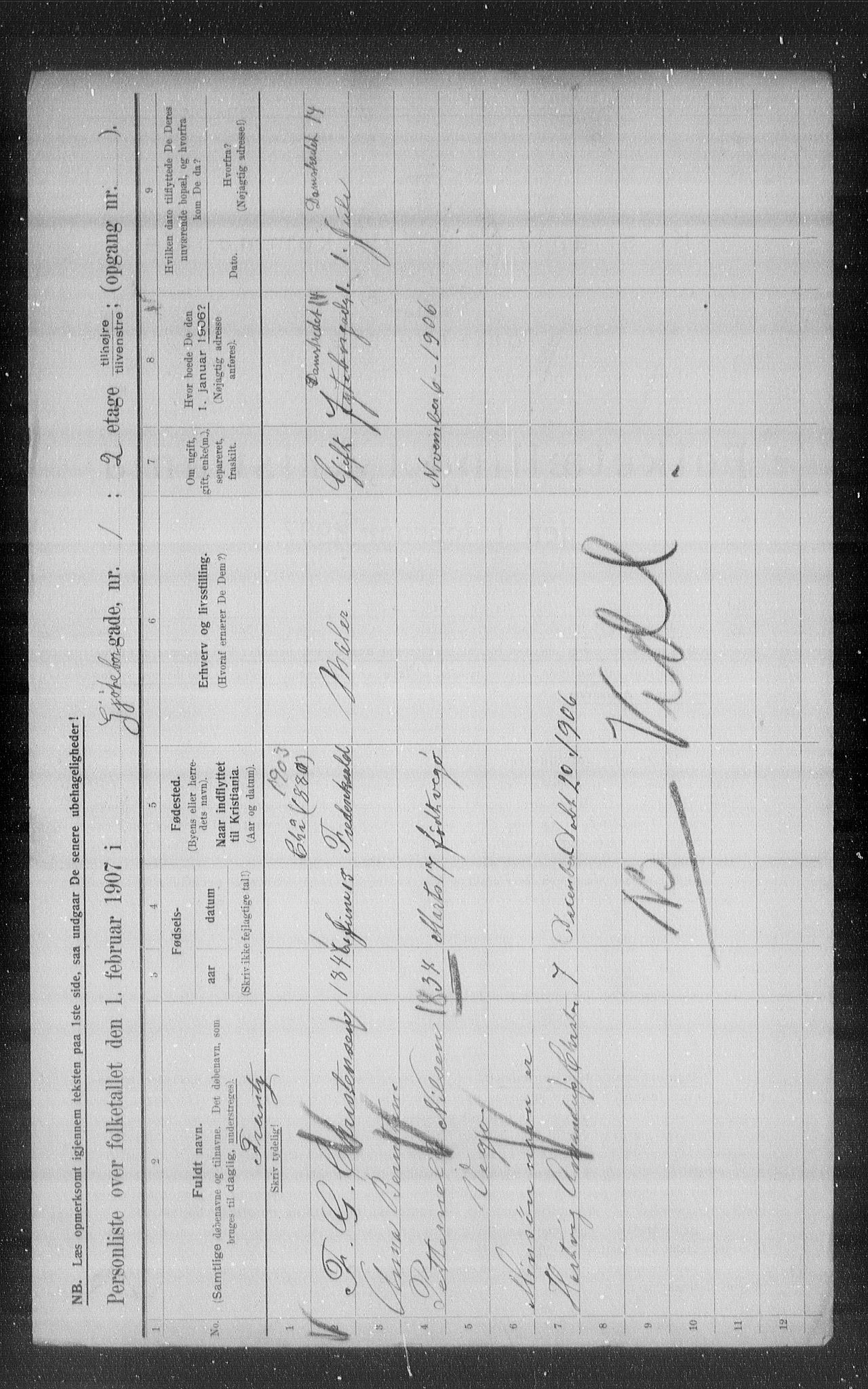 OBA, Municipal Census 1907 for Kristiania, 1907, p. 16761