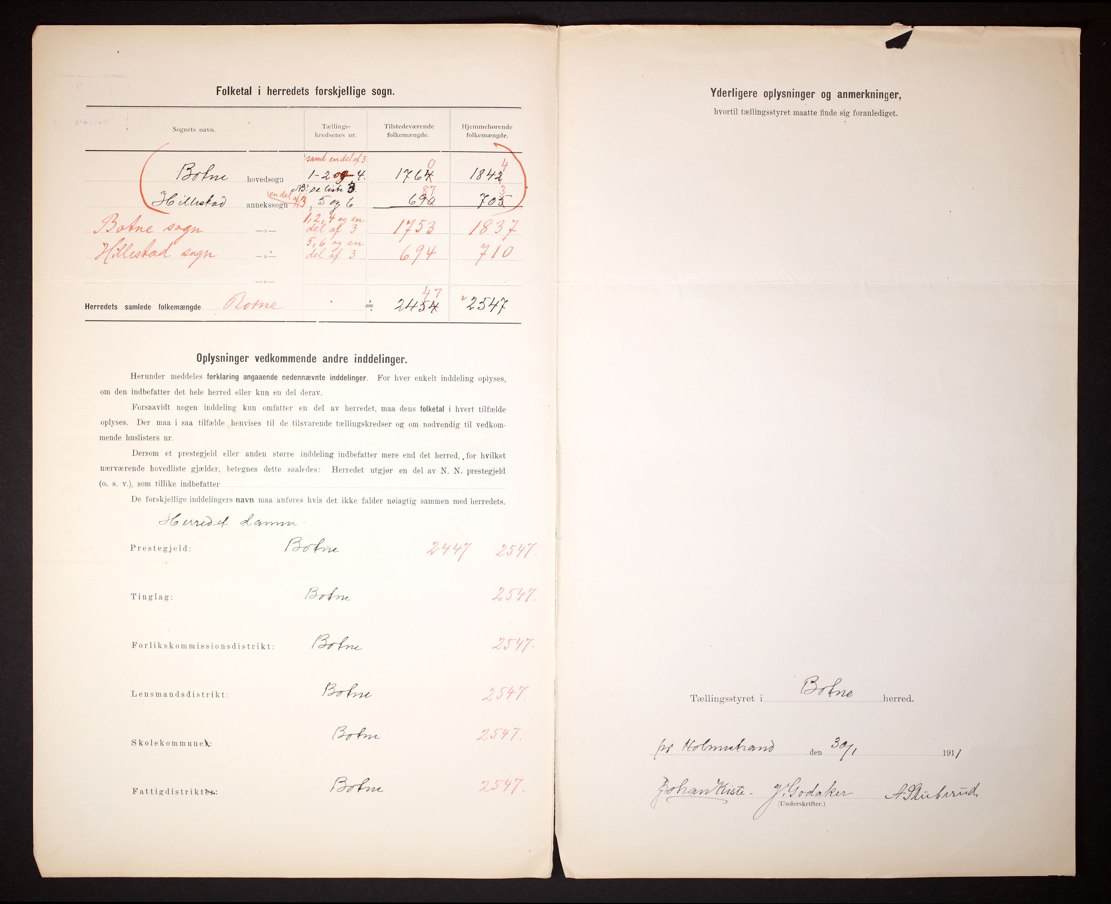 RA, 1910 census for Botne, 1910, p. 3