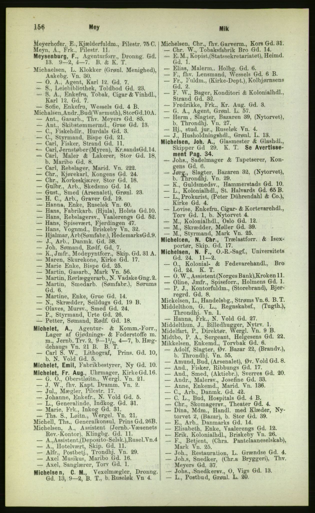 Kristiania/Oslo adressebok, PUBL/-, 1883, p. 156