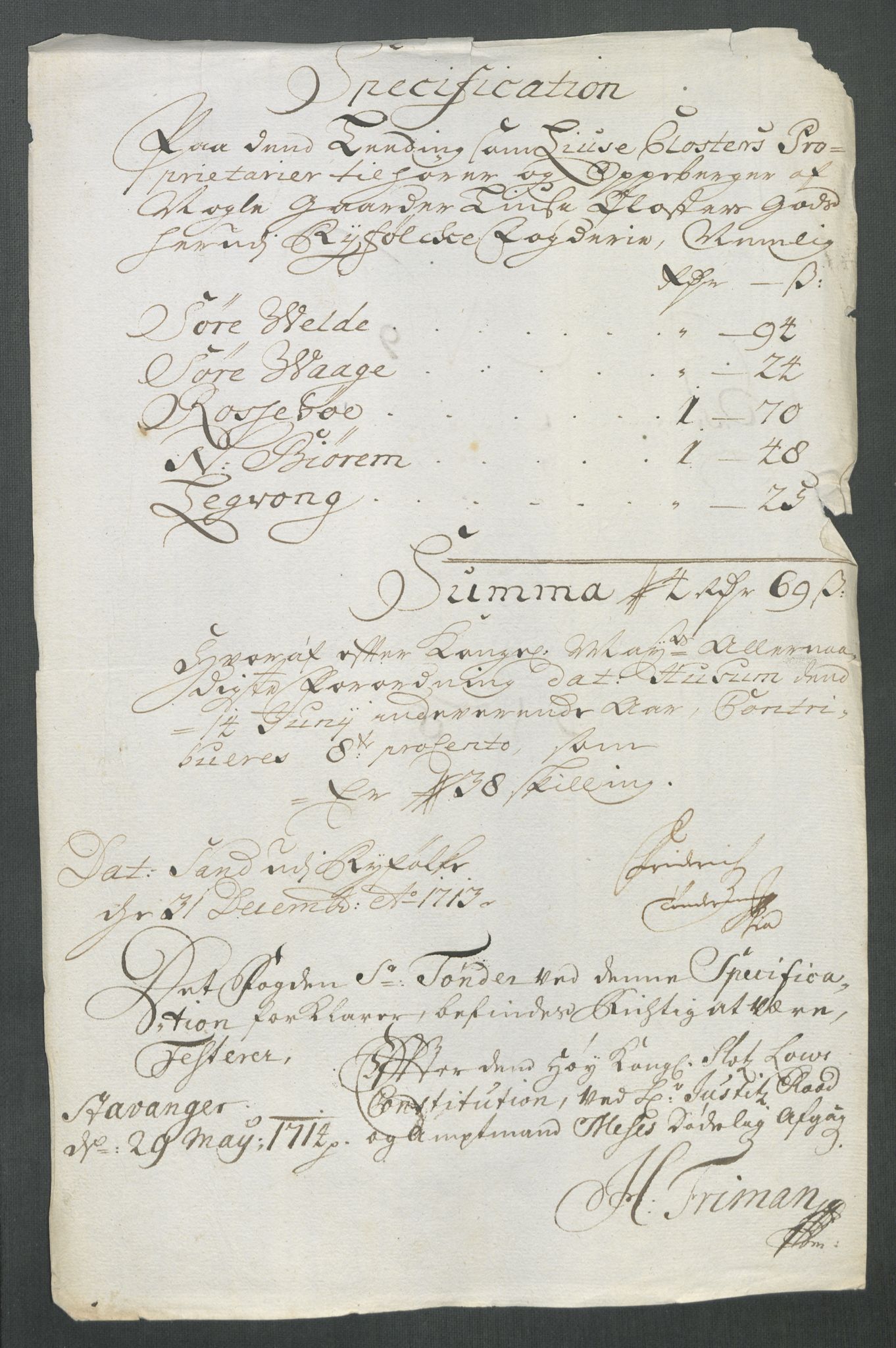 Rentekammeret inntil 1814, Reviderte regnskaper, Fogderegnskap, AV/RA-EA-4092/R47/L2866: Fogderegnskap Ryfylke, 1713, p. 88