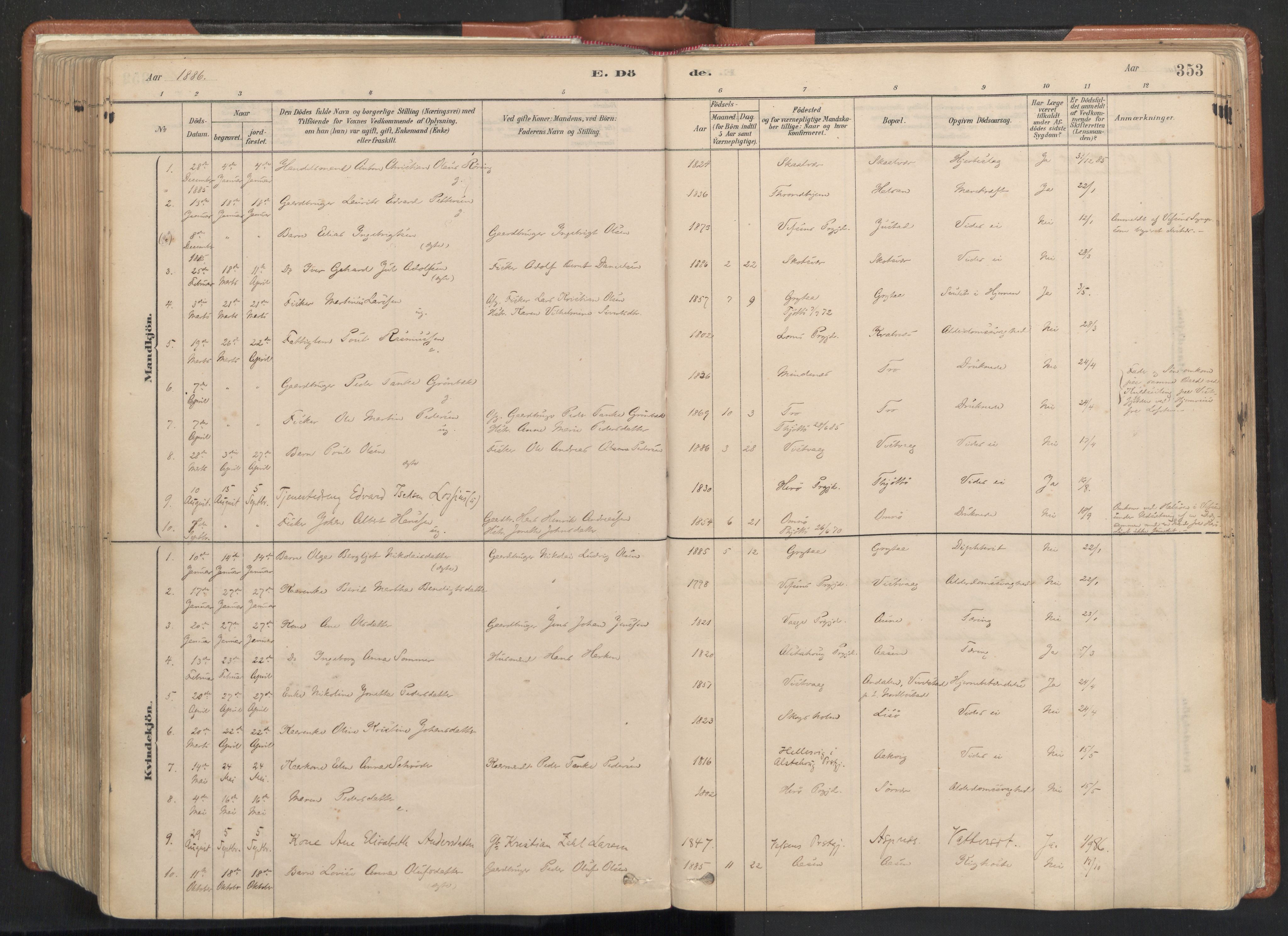 Ministerialprotokoller, klokkerbøker og fødselsregistre - Nordland, SAT/A-1459/817/L0264: Parish register (official) no. 817A04, 1878-1907, p. 353