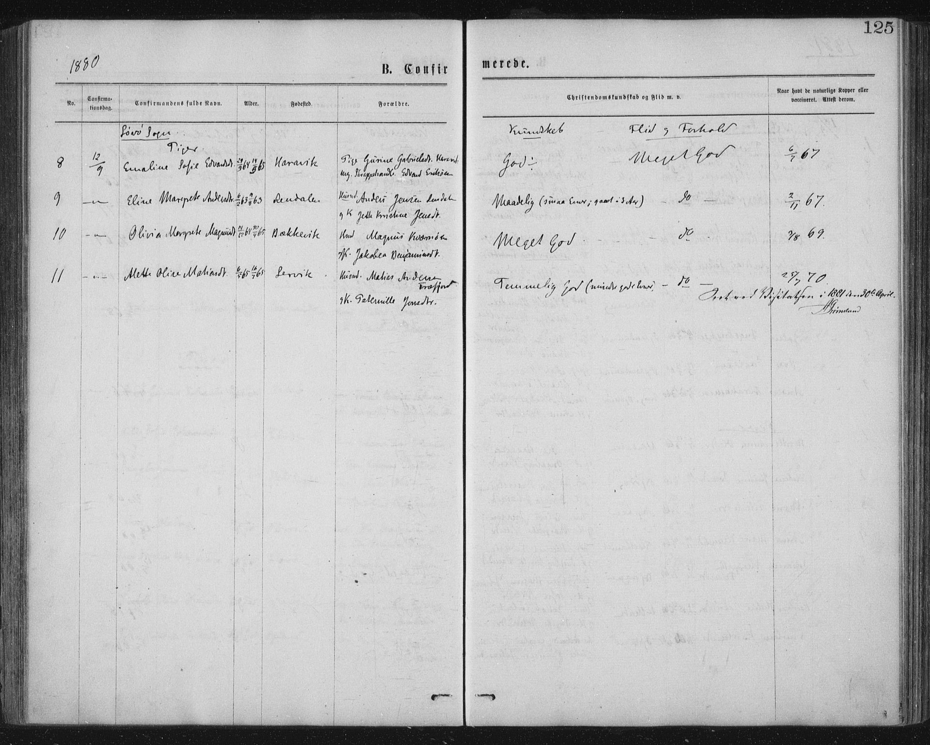 Ministerialprotokoller, klokkerbøker og fødselsregistre - Nord-Trøndelag, AV/SAT-A-1458/771/L0596: Parish register (official) no. 771A03, 1870-1884, p. 125