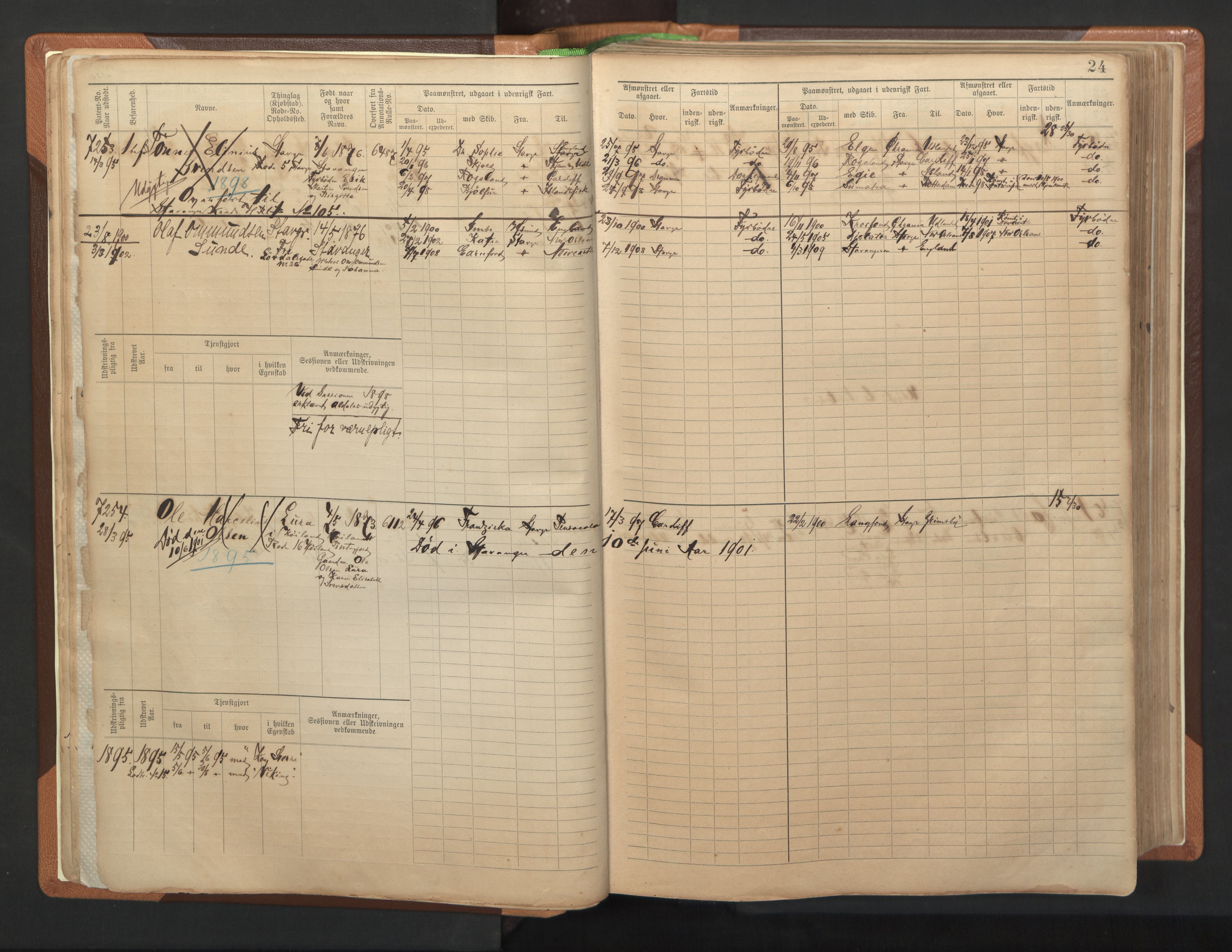 Stavanger sjømannskontor, AV/SAST-A-102006/F/Fb/Fbb/L0012: Sjøfartshovedrulle, patentnr. 7207-8158, 1894-1904, p. 27