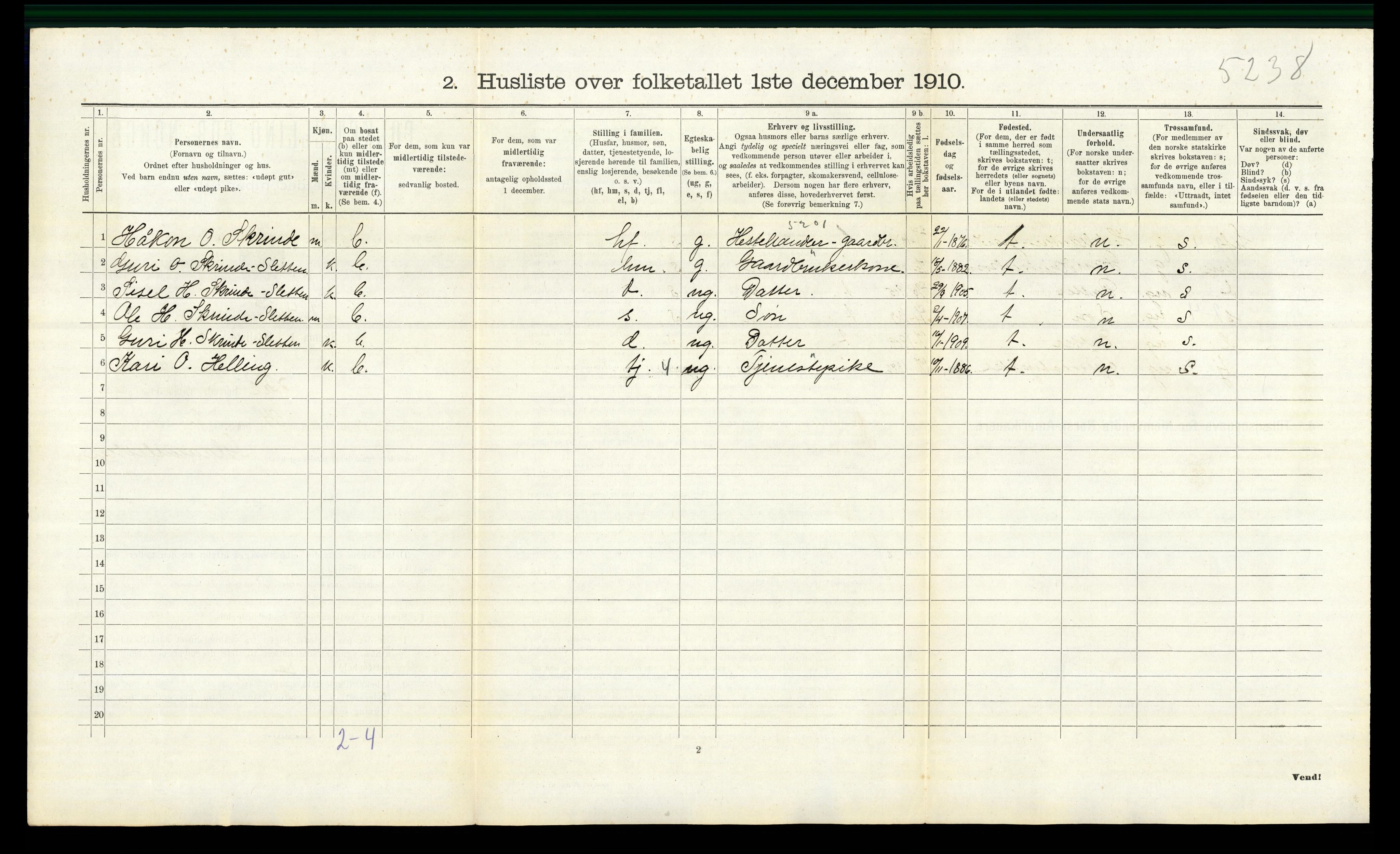 RA, 1910 census for Ål, 1910, p. 668