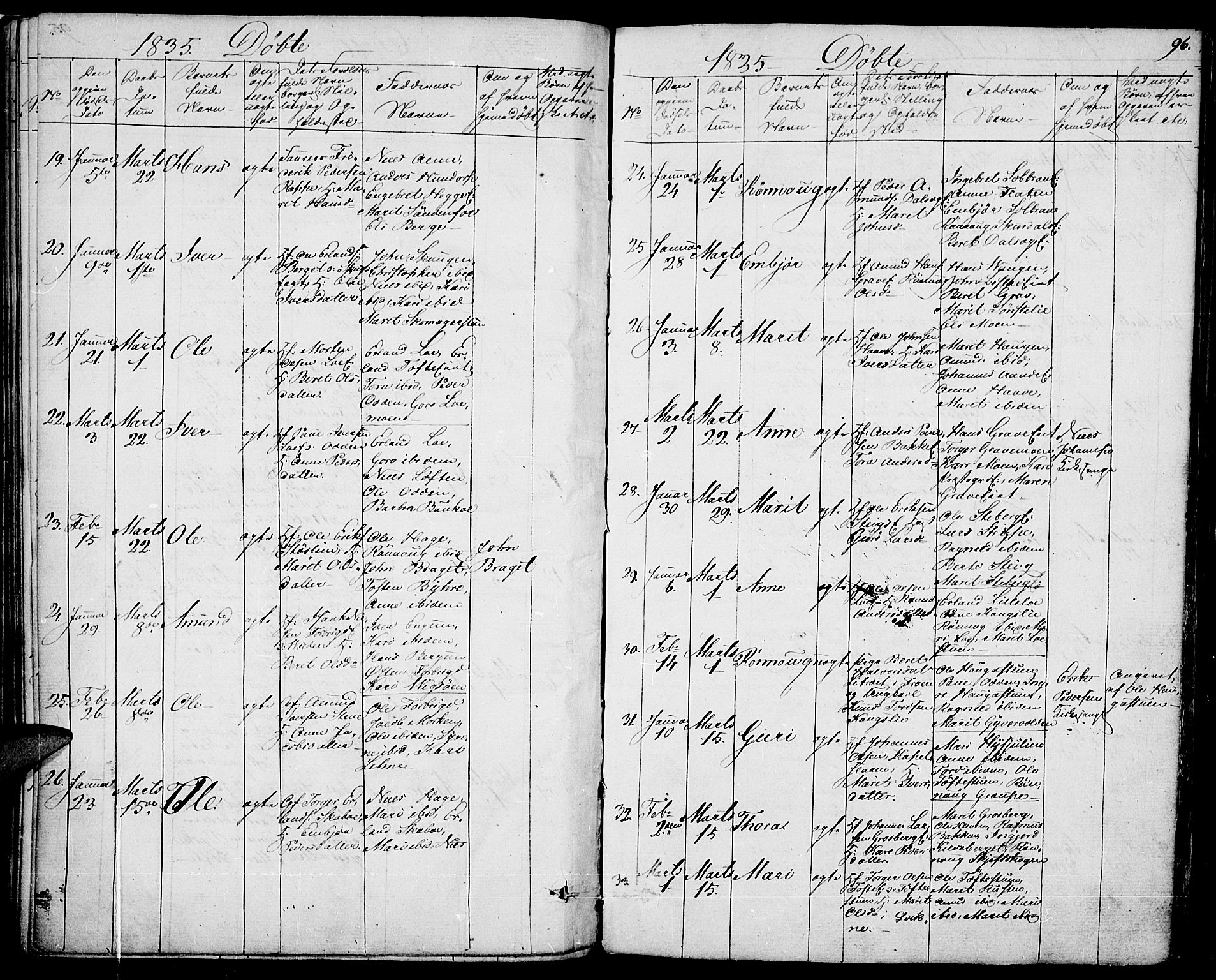 Fron prestekontor, AV/SAH-PREST-078/H/Ha/Haa/L0003: Parish register (official) no. 3, 1828-1838, p. 96