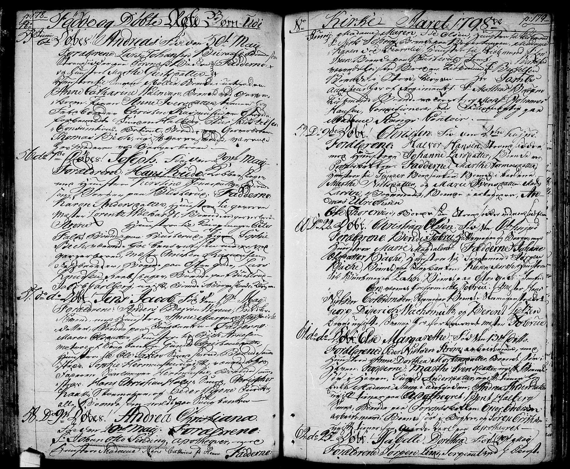 Halden prestekontor Kirkebøker, SAO/A-10909/F/Fa/L0002: Parish register (official) no. I 2, 1792-1812, p. 178-179