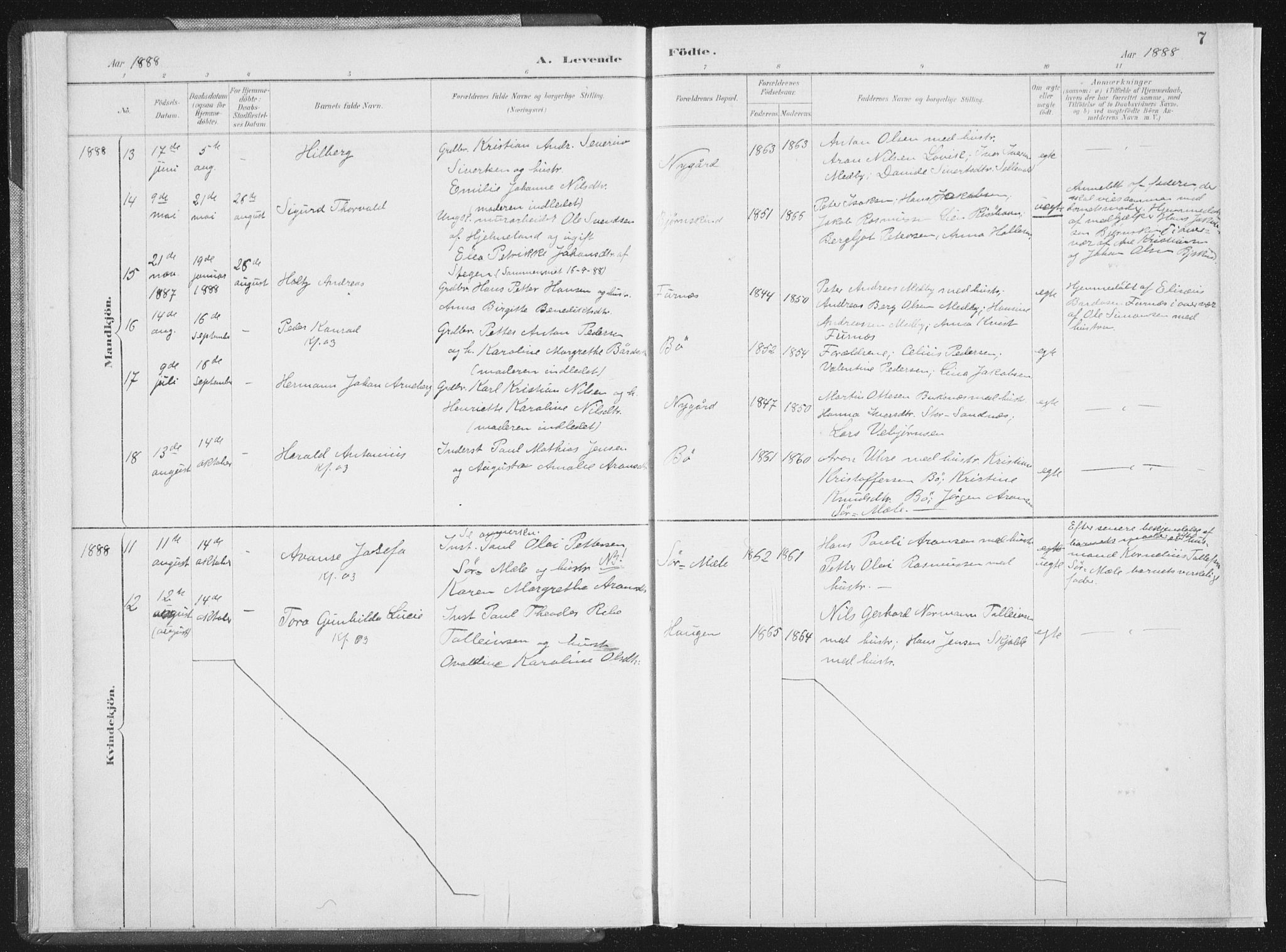 Ministerialprotokoller, klokkerbøker og fødselsregistre - Nordland, AV/SAT-A-1459/898/L1422: Parish register (official) no. 898A02, 1887-1908, p. 7