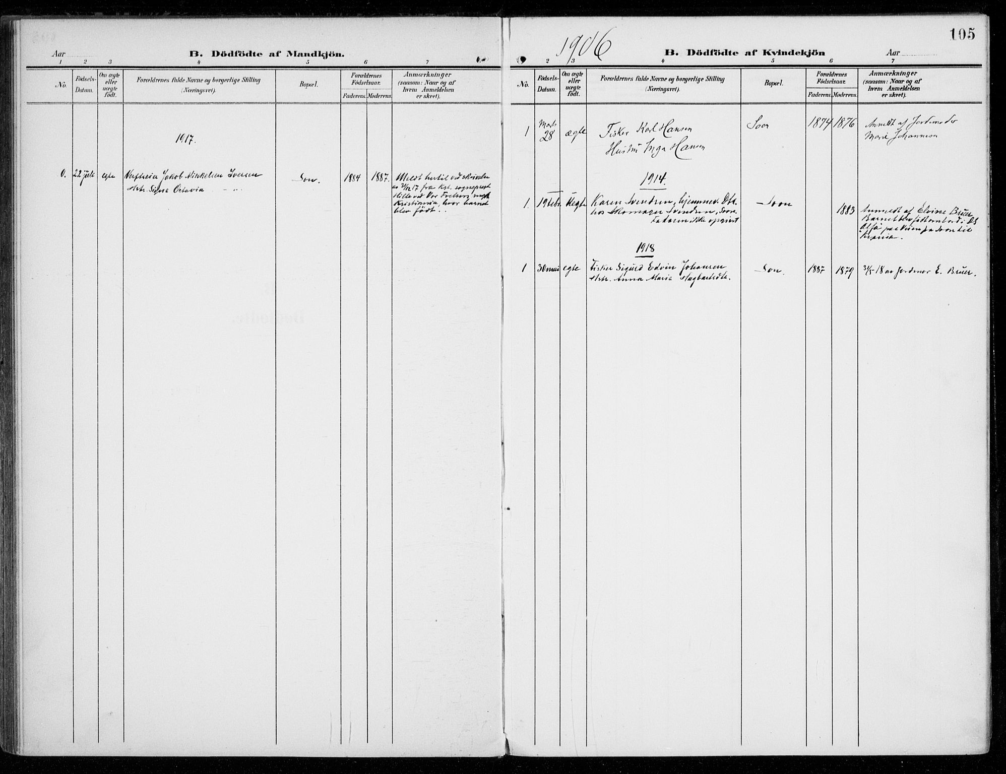 Vestby prestekontor Kirkebøker, SAO/A-10893/F/Fc/L0002: Parish register (official) no. III 2, 1906-1940, p. 105