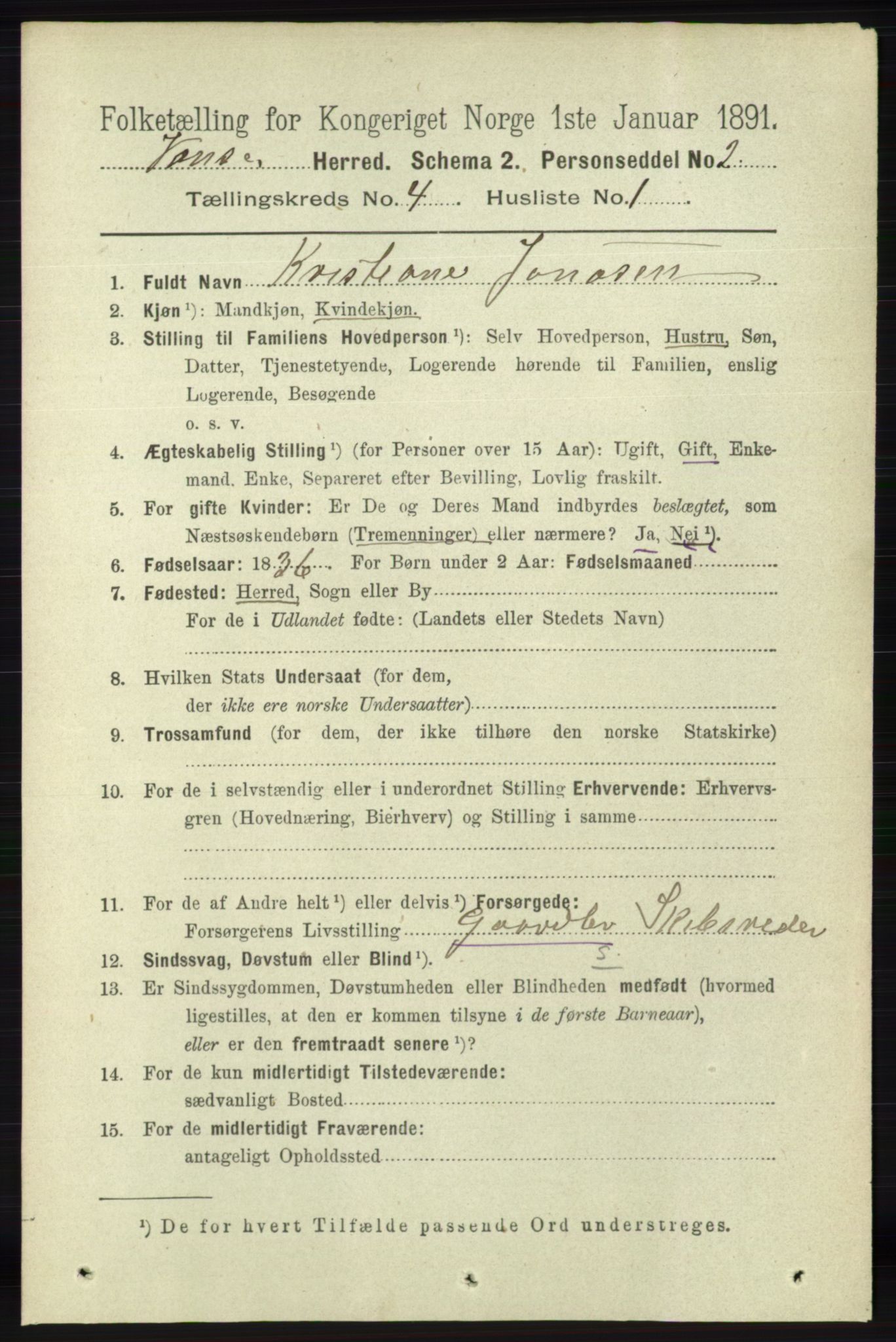 RA, 1891 census for 1041 Vanse, 1891, p. 2144
