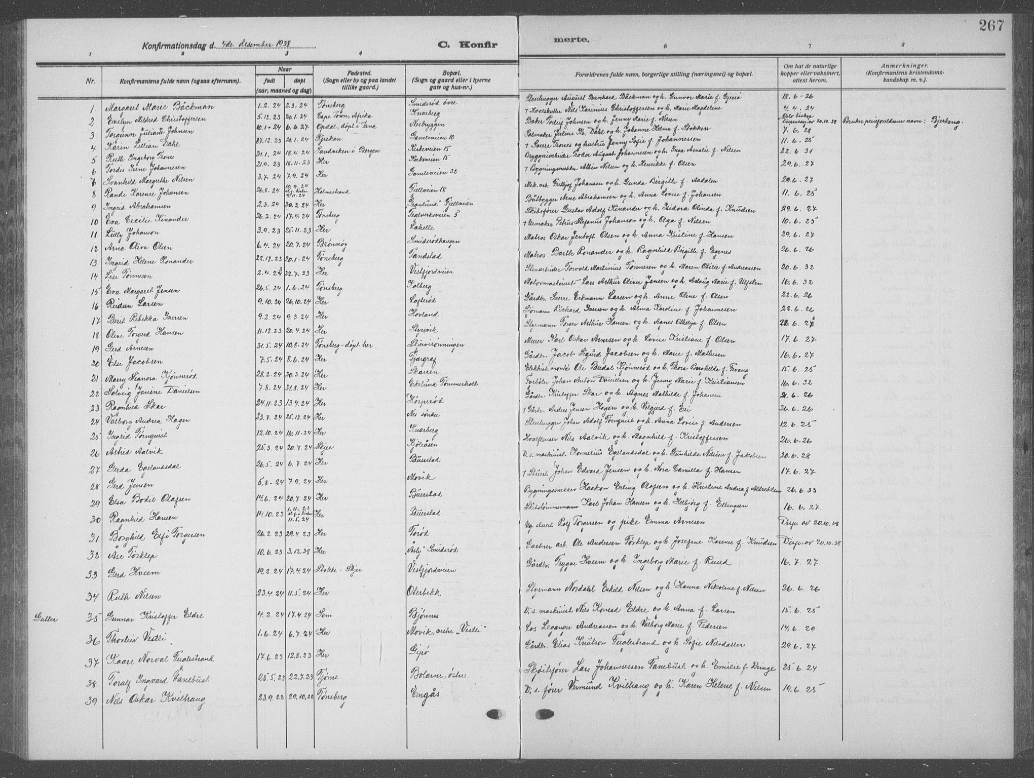 Nøtterøy kirkebøker, AV/SAKO-A-354/G/Ga/L0006: Parish register (copy) no. I 6, 1925-1939, p. 267