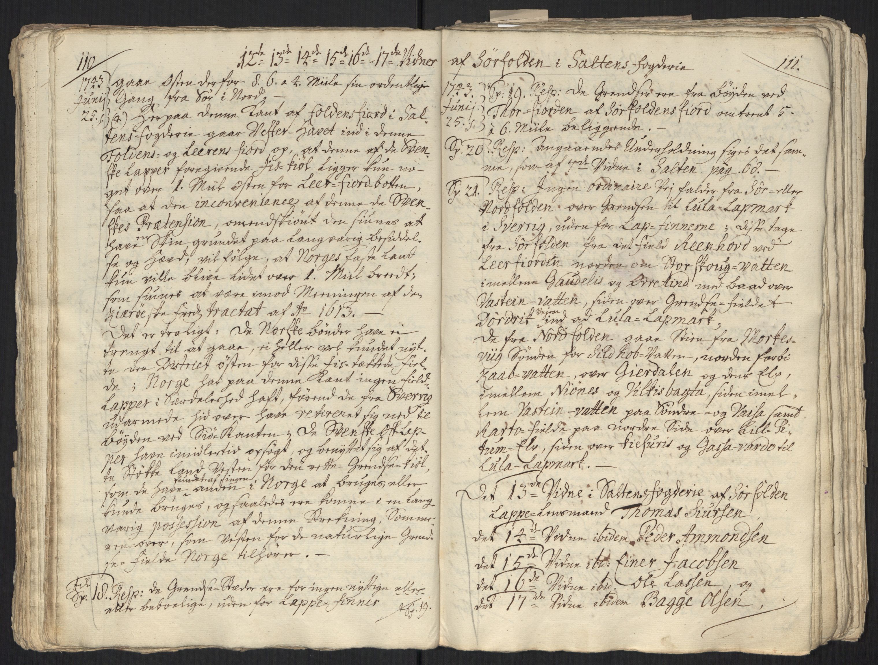 Danske Kanselli, Grensearkivet, AV/RA-EA-4062/F/L0011a/0001: Volum XXIII-XXVIa / Vol. XXIII: Major Schnitlers grenseeksaminasjonsprotokoll, 3. bind, 1743, p. 110-111