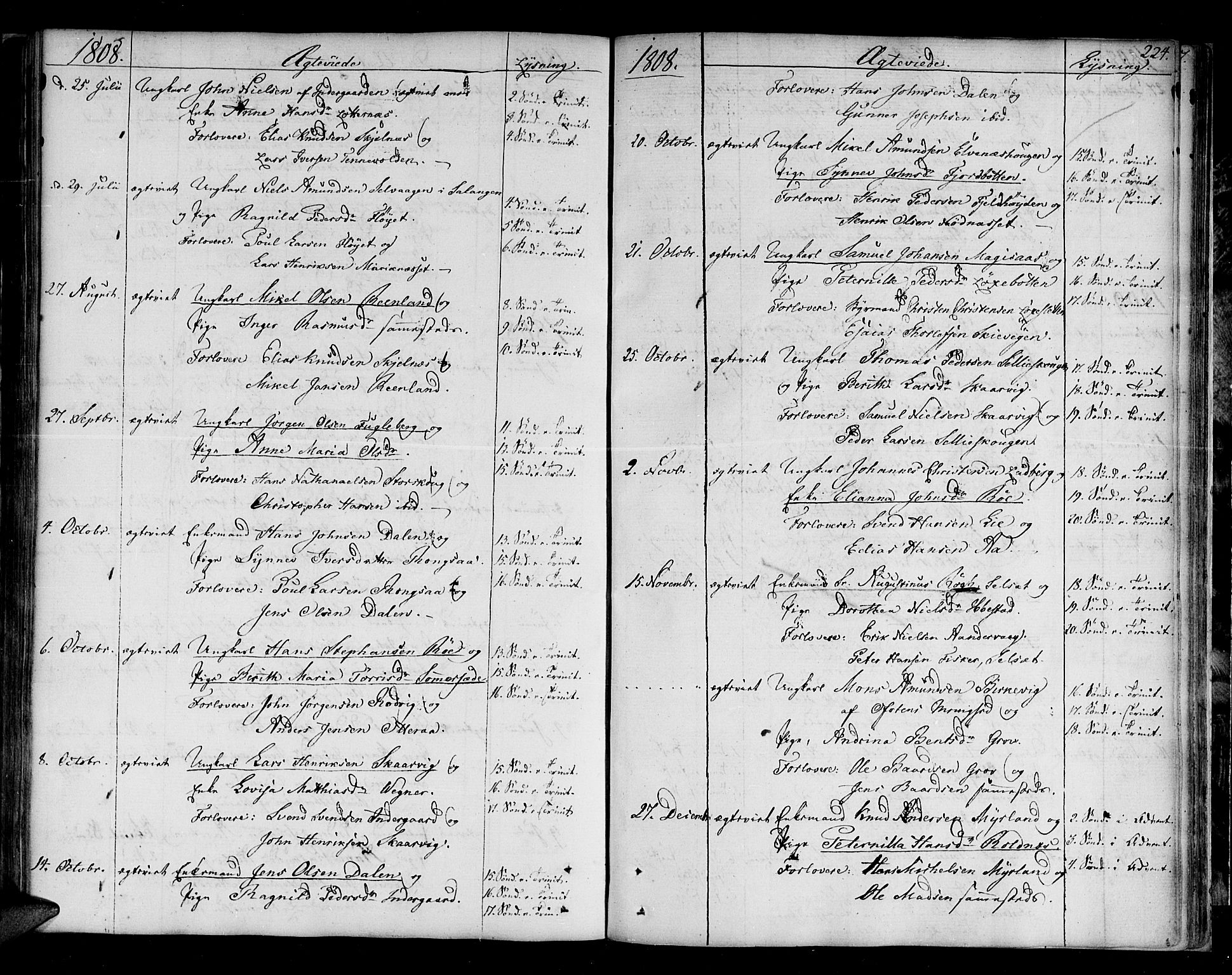 Ibestad sokneprestembete, SATØ/S-0077/H/Ha/Haa/L0004kirke: Parish register (official) no. 4, 1801-1824, p. 224