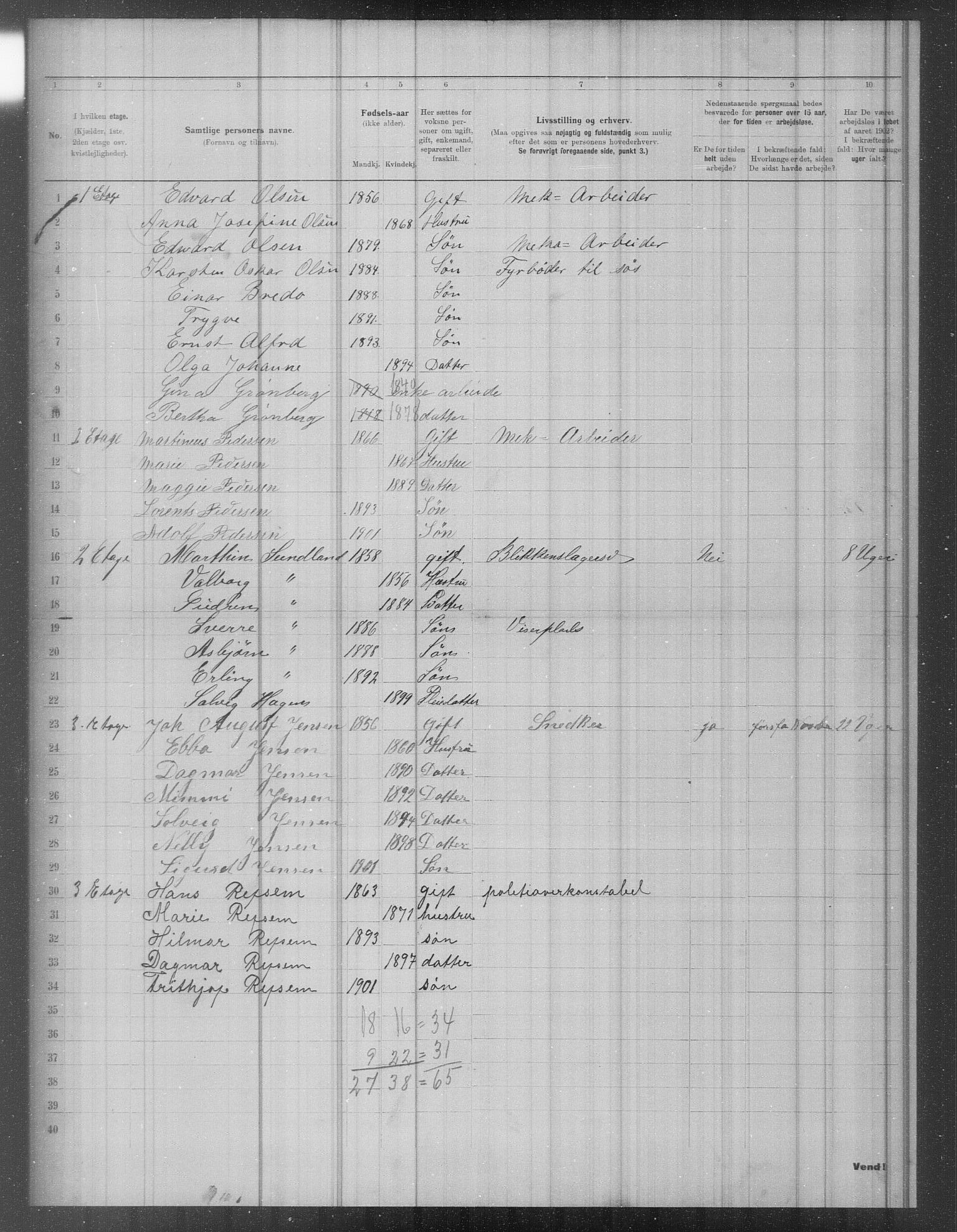 OBA, Municipal Census 1902 for Kristiania, 1902, p. 2661