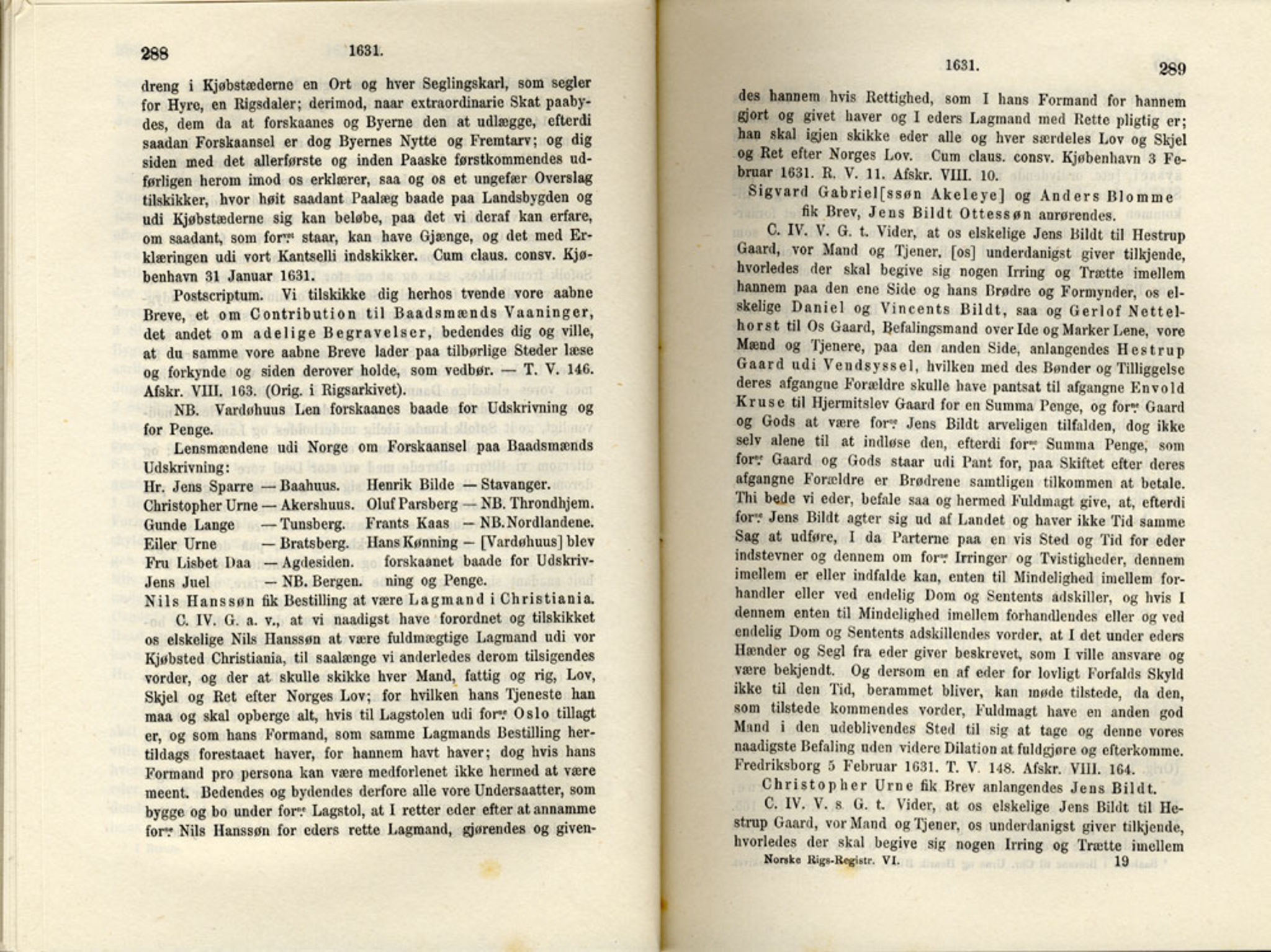 Publikasjoner utgitt av Det Norske Historiske Kildeskriftfond, PUBL/-/-/-: Norske Rigs-Registranter, bind 6, 1628-1634, p. 288-289